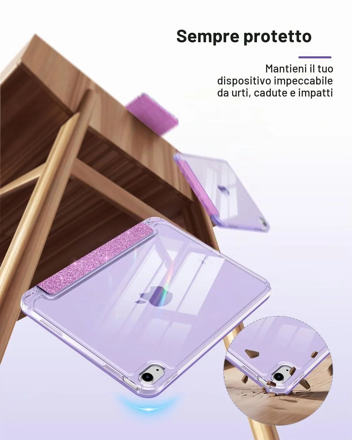 MoKo Cover for iPad 11th Gen 11" and 10th Gen 10.9", Lilla Glitterato - immagine 4
