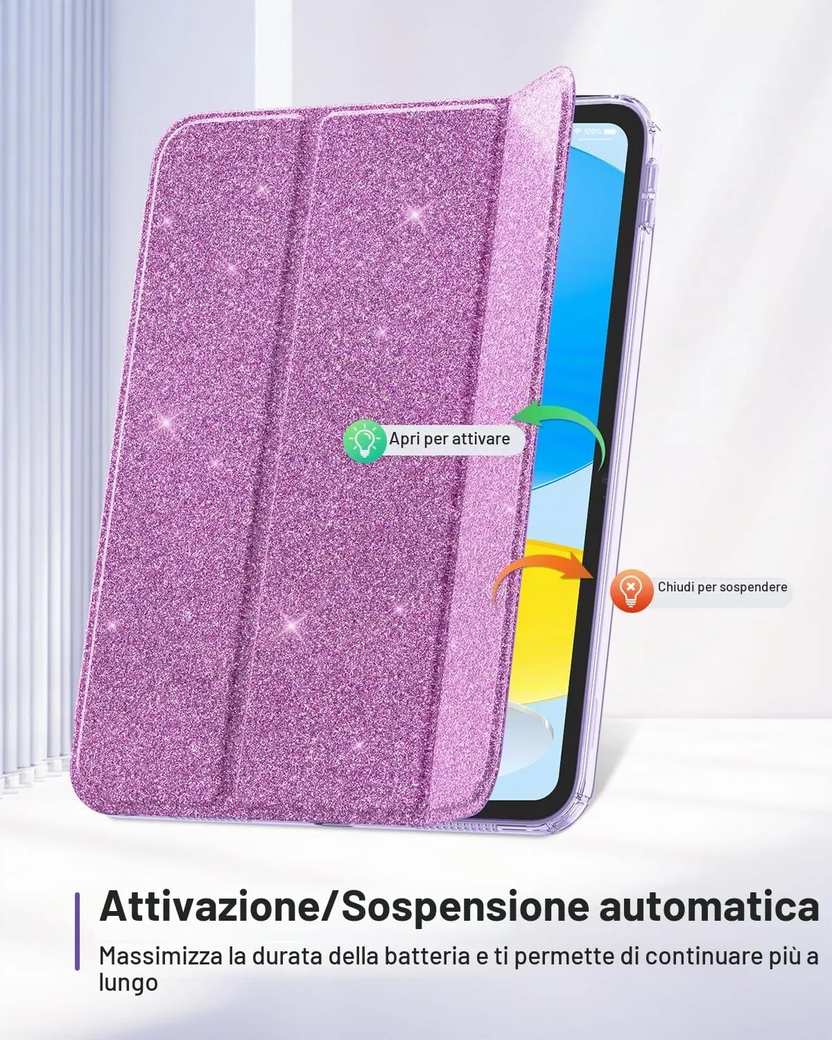 MoKo Cover for iPad 11th Gen 11" and 10th Gen 10.9", Lilla Glitterato - immagine 7