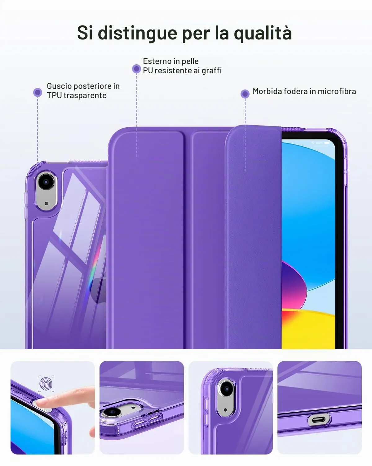MoKo Custodia per iPad 11a Gen 11" (2025) e iPad 10a Gen 10.9" (2022), Viola Profondo - immagine 6