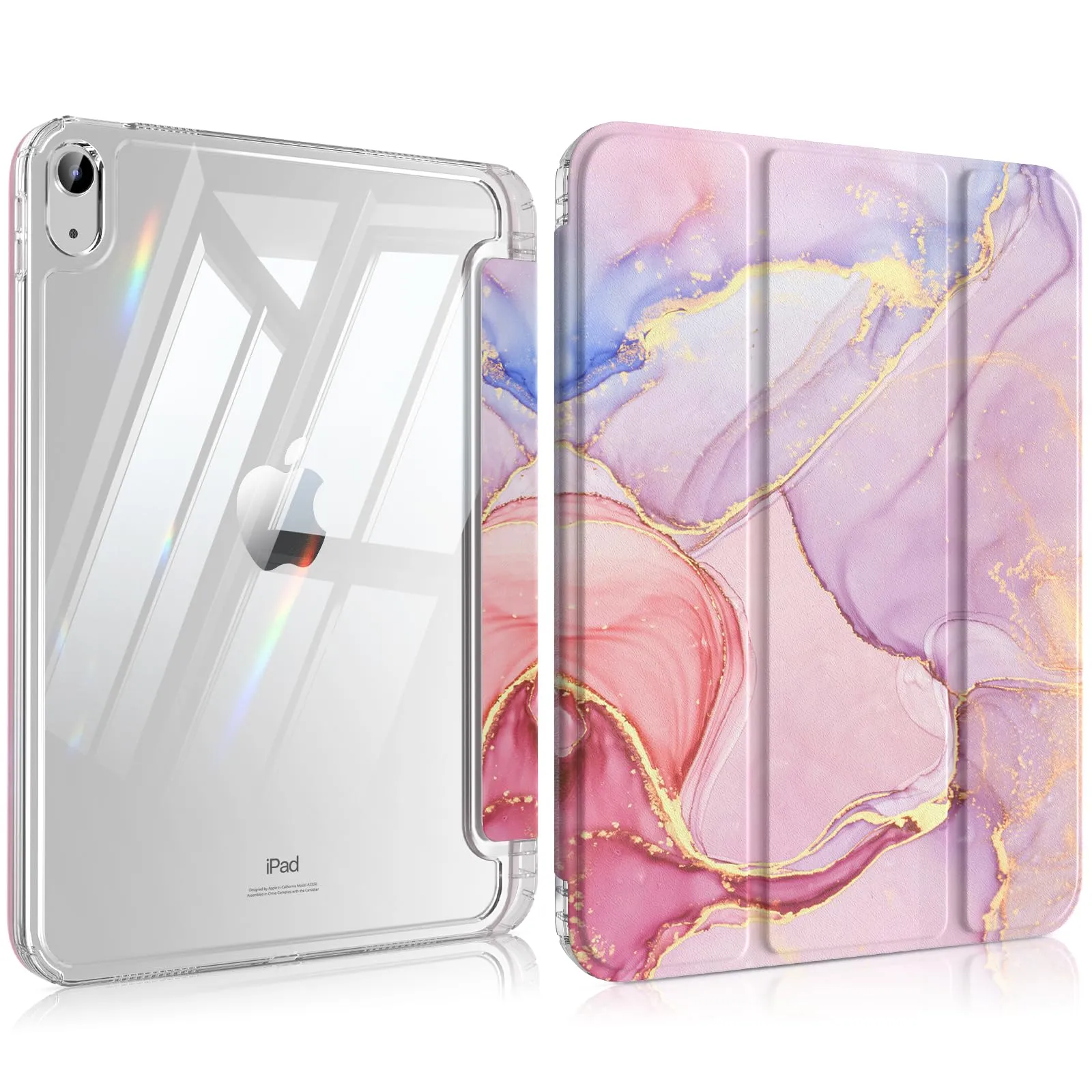 MoKo Cover for iPad 11th Gen 11" (2025) and iPad 10th Gen 10.9" (2022), Marmorizzato Rosa Chiaro - immagine 1