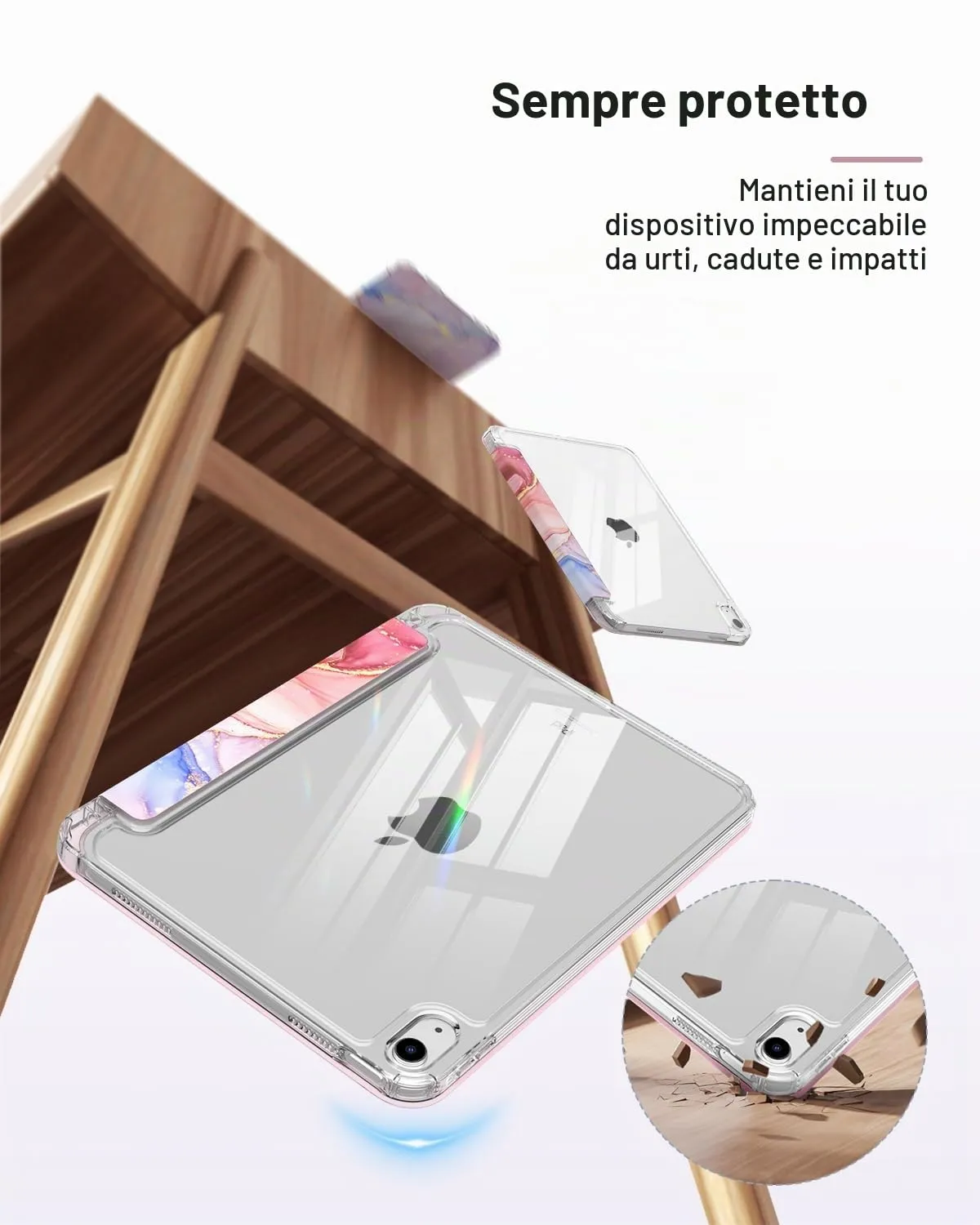 MoKo Cover for iPad 11th Gen 11" (2025) and iPad 10th Gen 10.9" (2022), Marmorizzato Rosa Chiaro - immagine 4