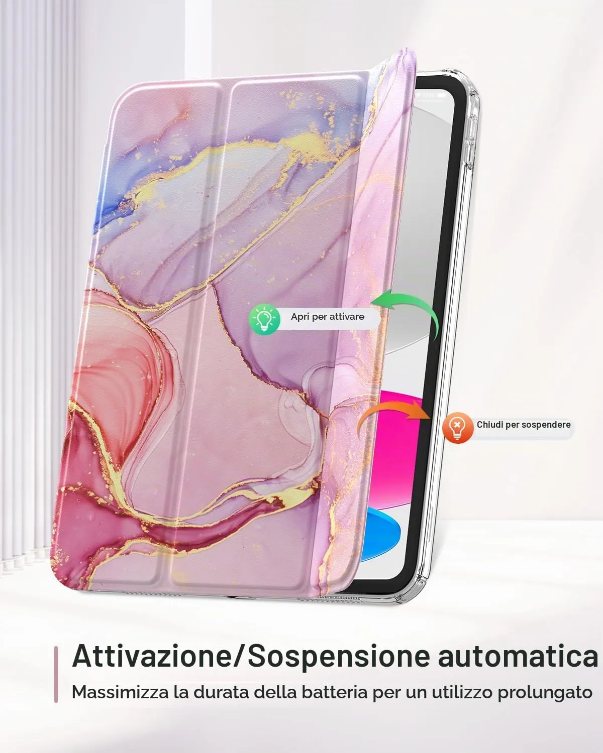MoKo Cover for iPad 11th Gen 11" (2025) and iPad 10th Gen 10.9" (2022), Marmorizzato Rosa Chiaro - immagine 7