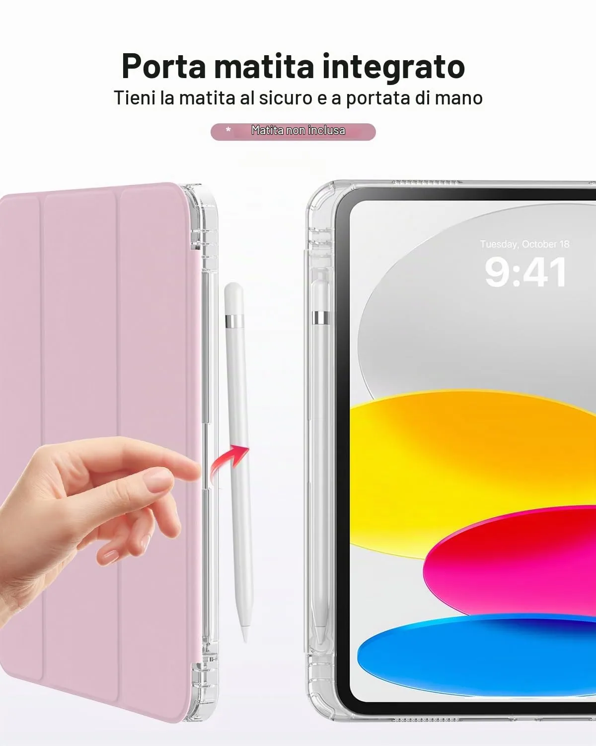 MoKo Cover for iPad 11th Gen 11" (2025) and iPad 10th Gen 10.9" (2022), Marmorizzato Rosa Chiaro - immagine 8