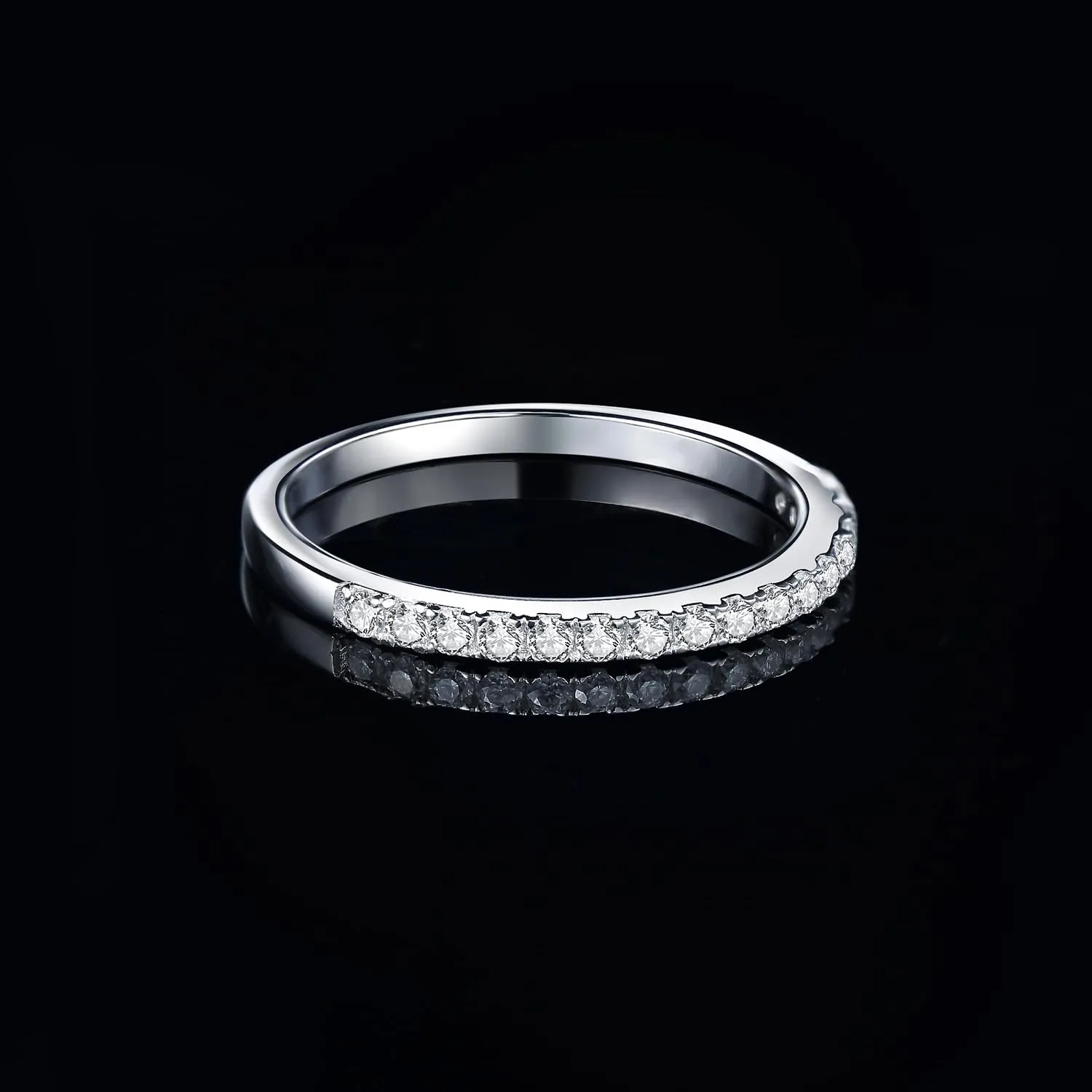 JewelryPalace Anello Half Eternity Donna in Oro Bianco 14K con Zirconia Cubica, Taglio Rotondo, Misura 10.5 - immagine 3