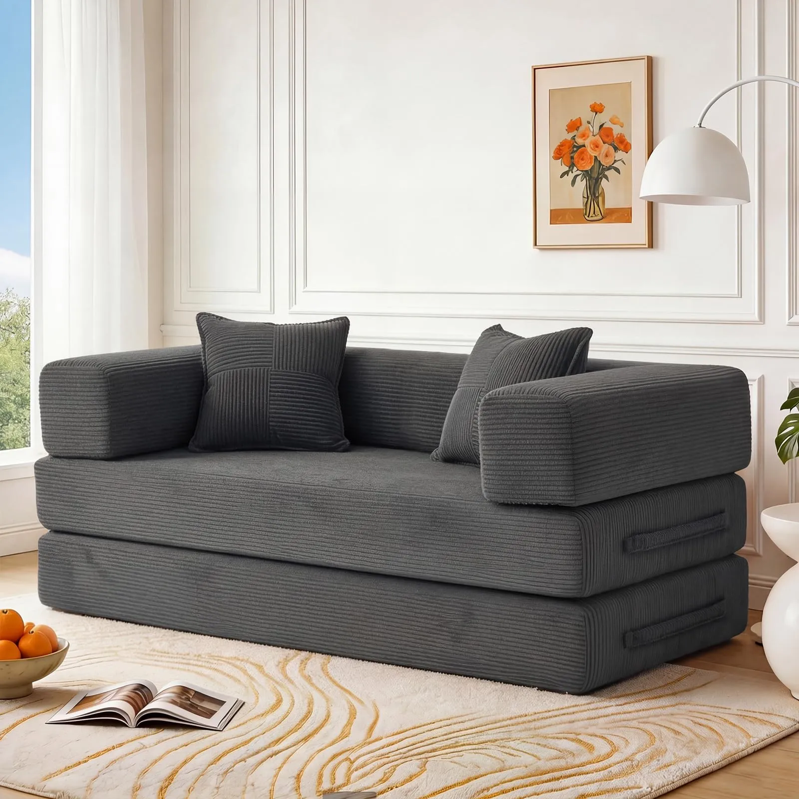 Vipbear Divano 2 Posti Modulare Estensibile 5-in-1, Cordino Premium, 160 cm, Grigio - immagine 1
