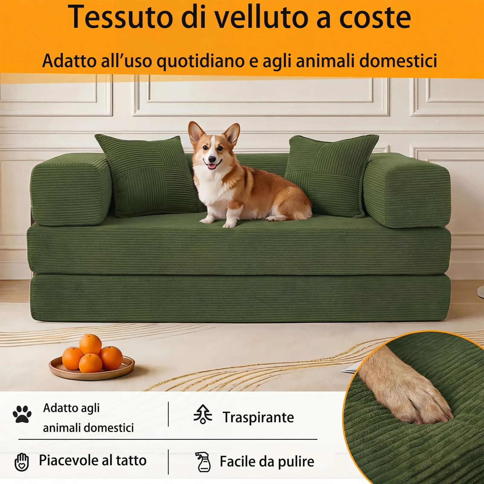 Vipbear Divano letto a 2 posti 160 cm verde K-S61-CO-GN - immagine 6