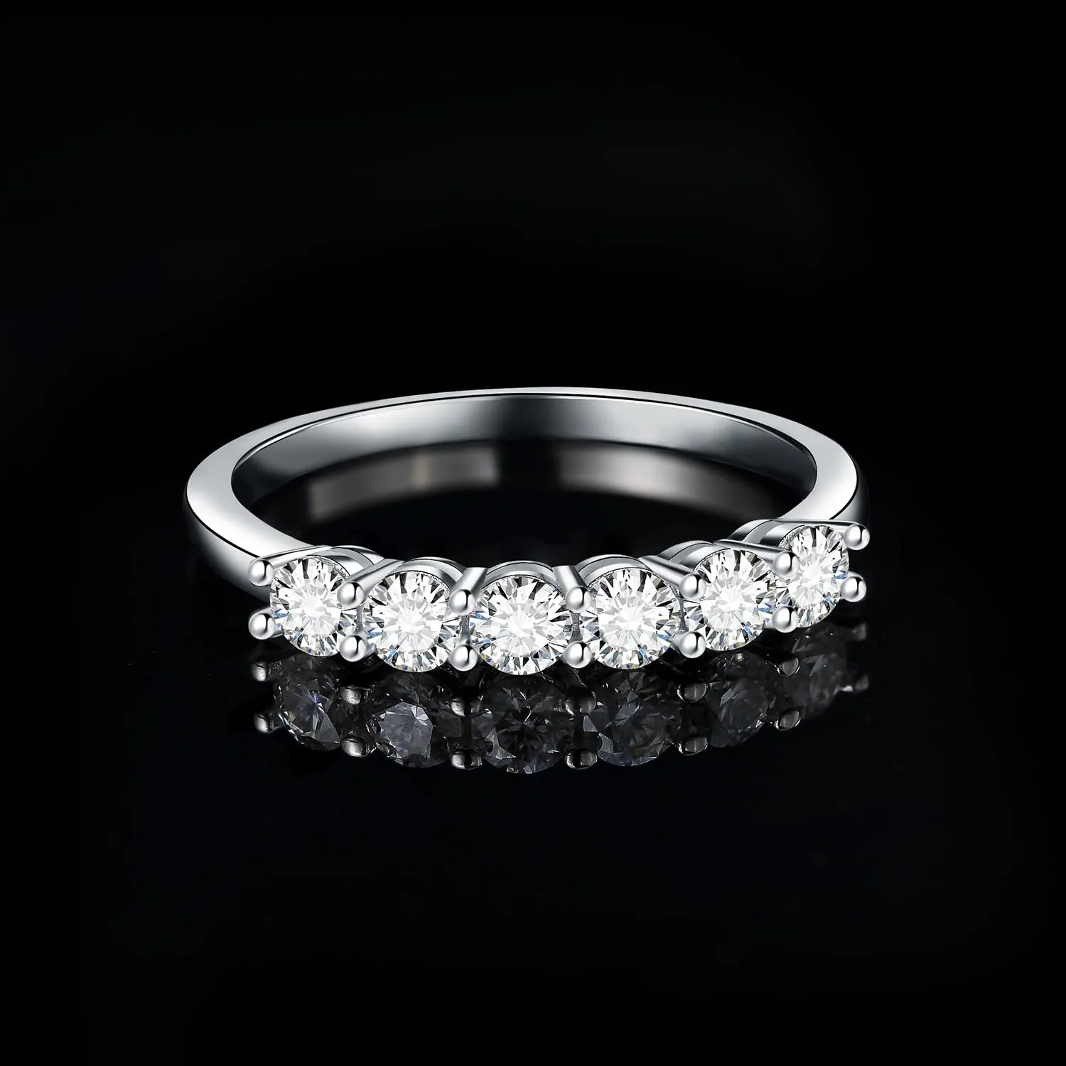 JewelryPalace Anello Half Eternity Donna placcato oro bianco 14K con Zirconia Cubica 0.6ct, Taglio Rotondo, Misura 22 - immagine 3