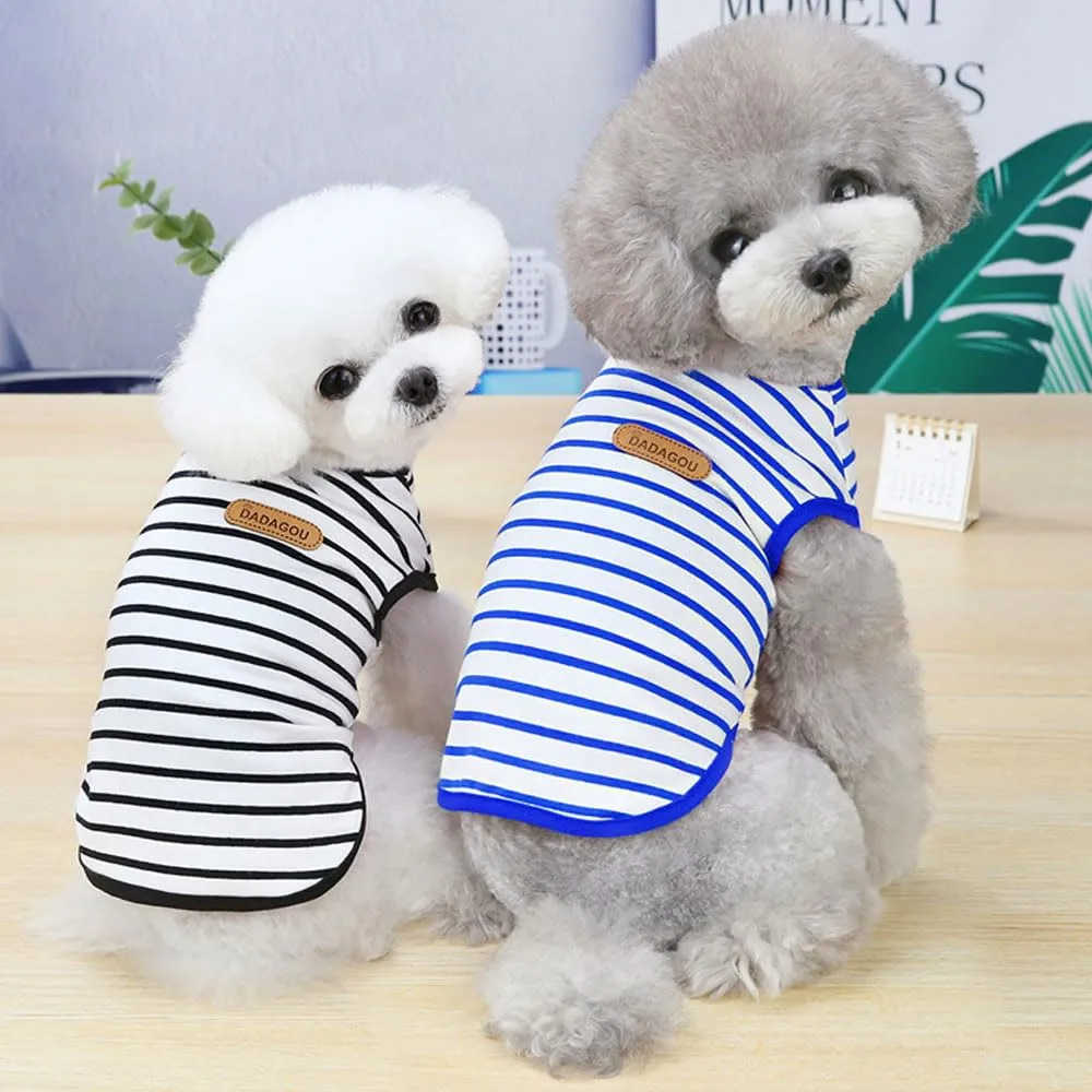 Voarge Maglietta a Strisce per Cani in Cotone, Taglia Medium, Blu - immagine 6