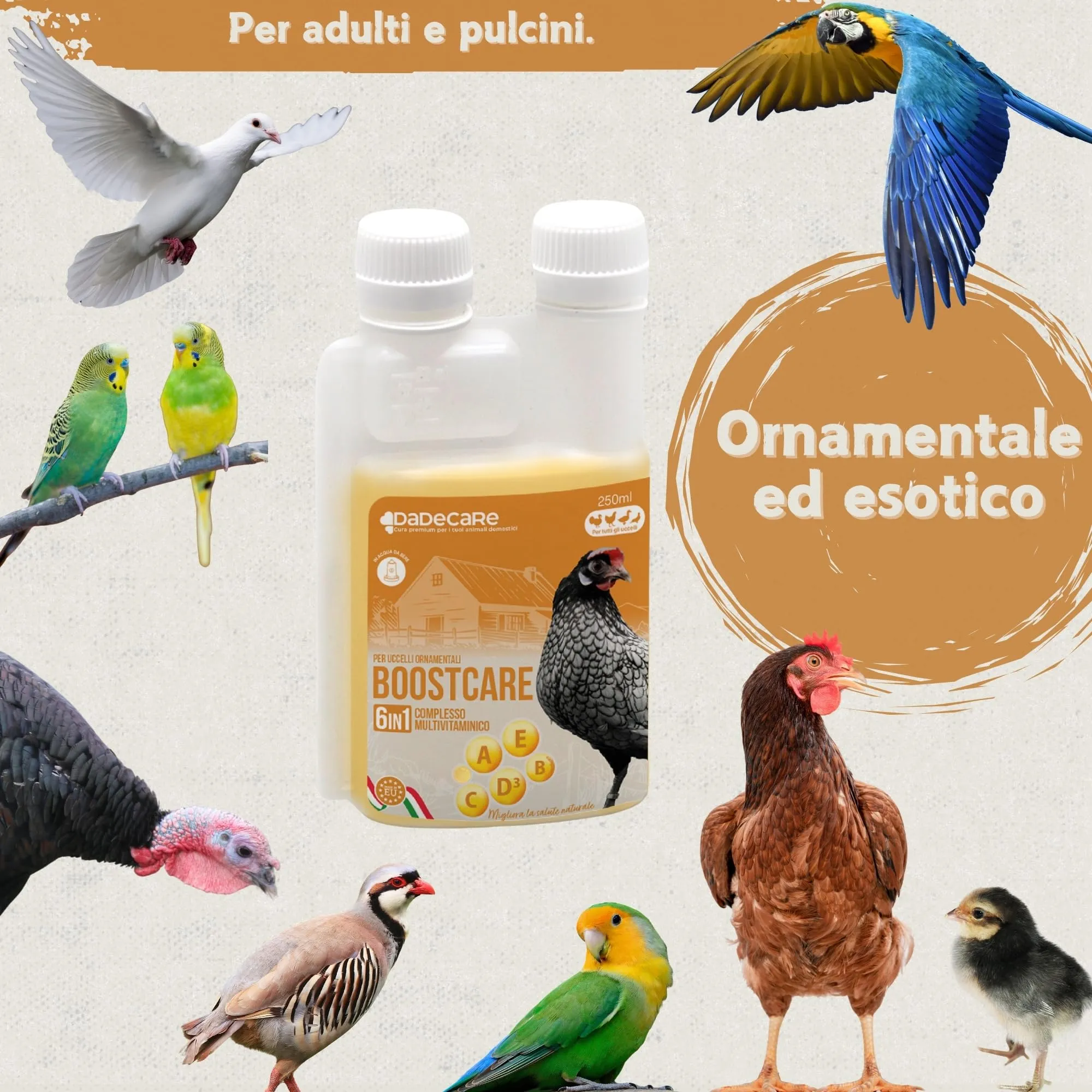 Dadecare Boostcare Multivitaminico 6 in 1 per Uccelli 250ml - immagine 6