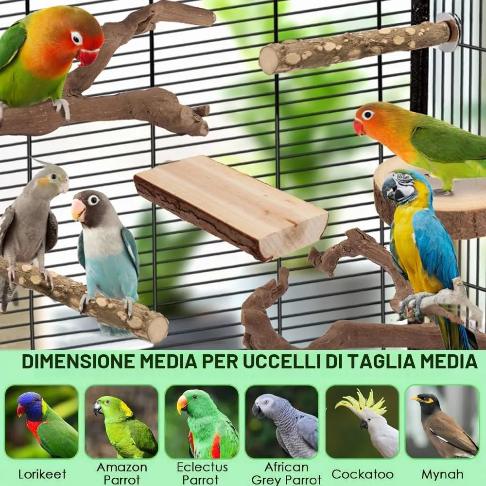 VGECEE Set 9 Posatoi in Legno per Pappagalli - immagine 4
