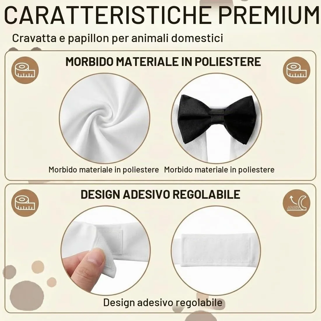 AEUXZA Set Cravatta e Papillon con Colletto Bianco per Cane e Gatto, 2 Pezzi, Regolabile, Nero - immagine 3
