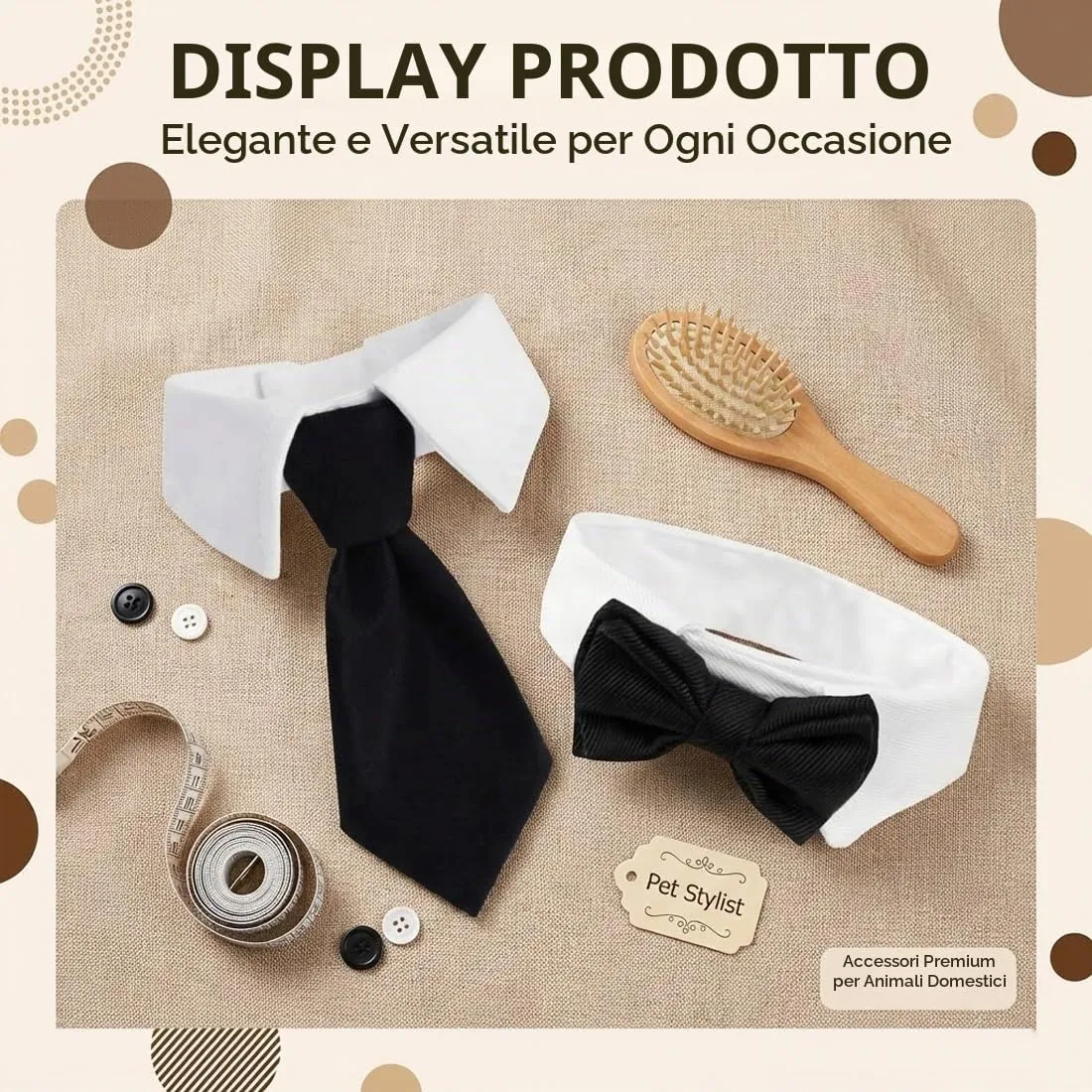 AEUXZA Set Cravatta e Papillon con Colletto Bianco per Cane e Gatto, 2 Pezzi, Regolabile, Nero - immagine 4
