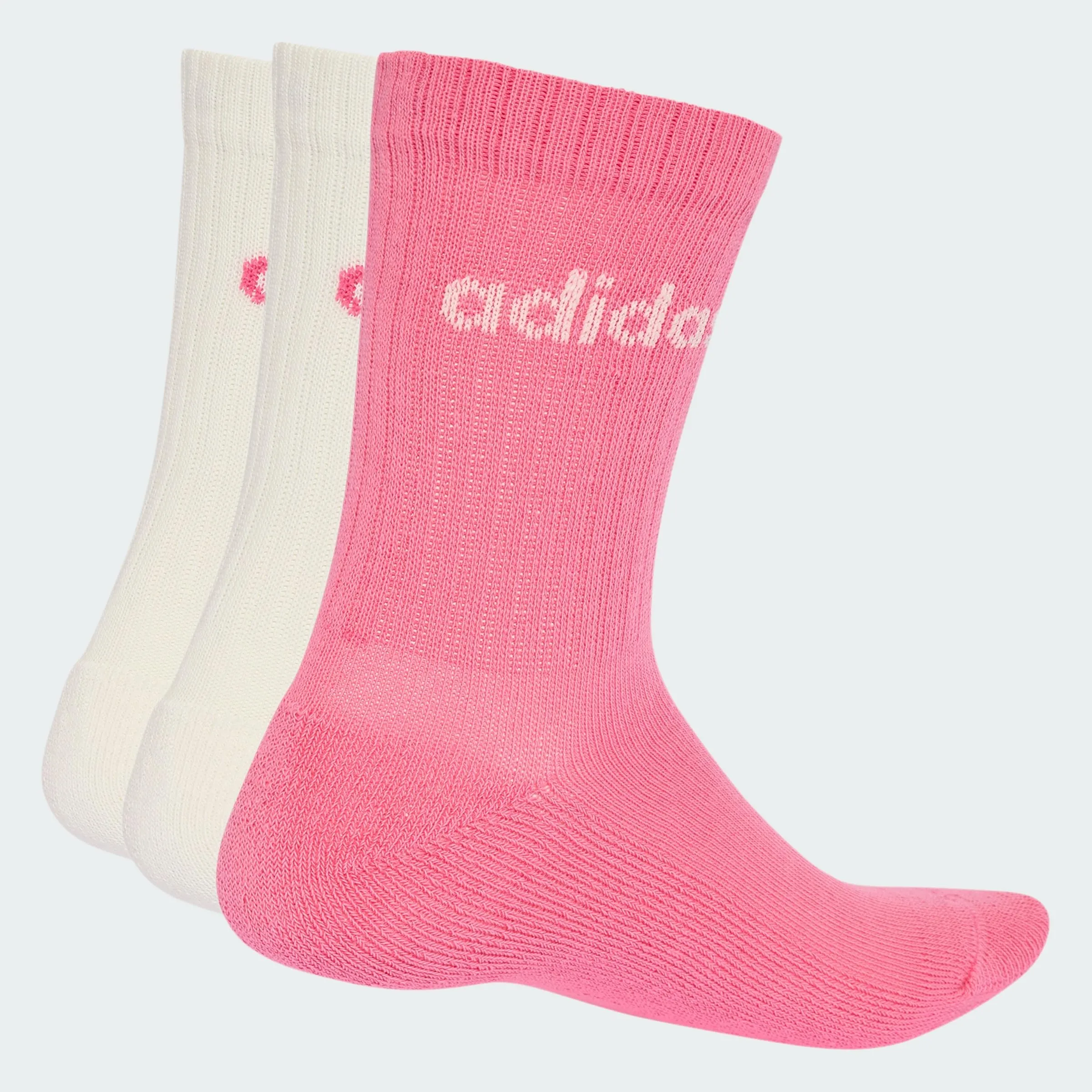 adidas Linear Cushioned Socks, 3 Pairs, Off White/Pink Fusion, Size 46 - immagine 2