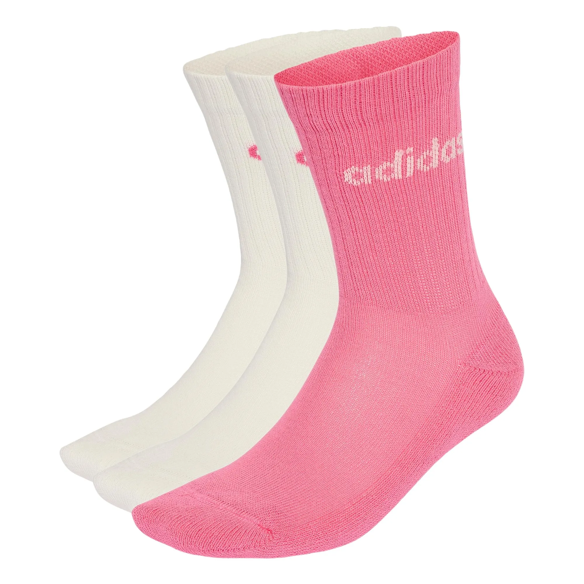 adidas Linear Cushioned Socks, 3 Pairs, Off White / Pink Fusion / Off White, Size 43 - immagine 1