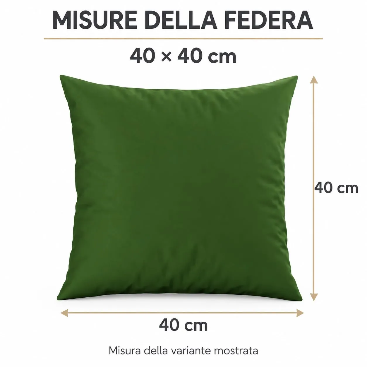 PETTI Artigiani Italiani Coppia di Federe Cuscino 40x40 cm in Microfibra Double Face, Verde Oliva Smeraldo, Set di 2 - immagine 4