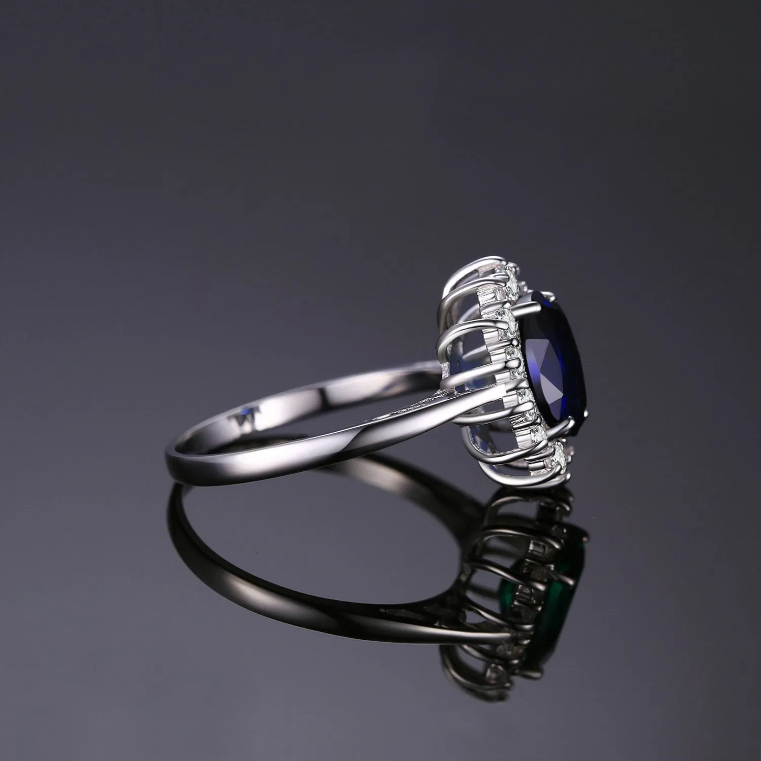 JewelryPalace Anello Kate Middleton in Oro Bianco 14K con Royal Blue Created Spinel per Donna, Misura 17 - immagine 5