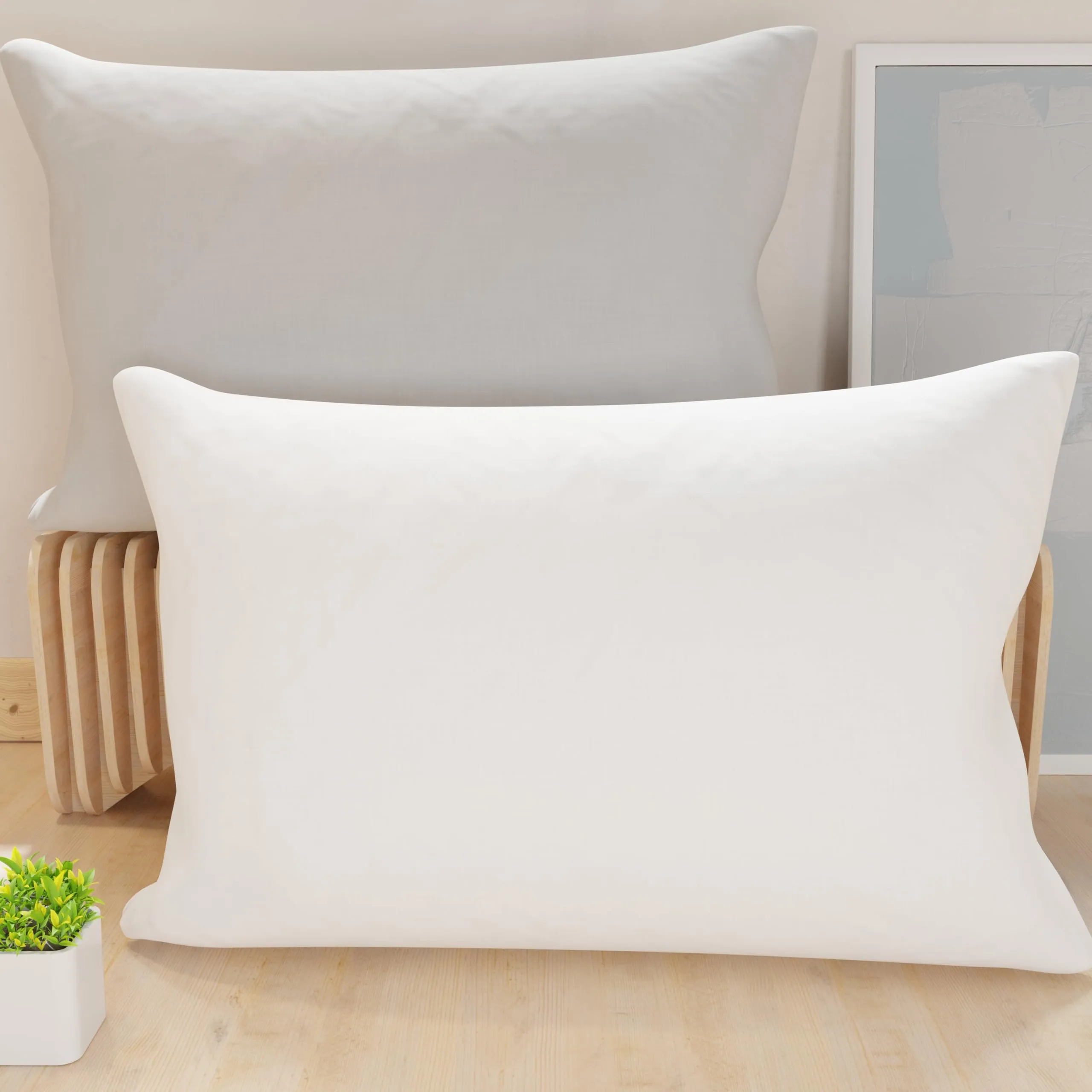 PETTI Artigiani Italiani Coppia di Federe Cuscino 80x40 cm in Microfibra Double Face, Bianco Grigio Chiaro, Set di 2 - immagine 1