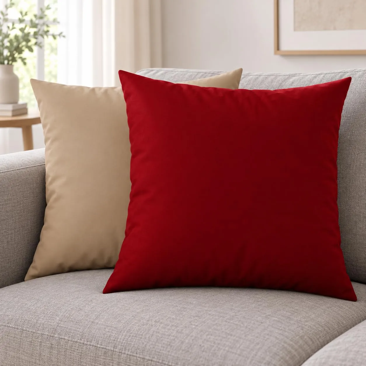 PETTI Artigiani Italiani Coppia di Federe Cuscino 35x35 cm in Microfibra Double Face Bordeaux Tortora, Set di 2 - immagine 2