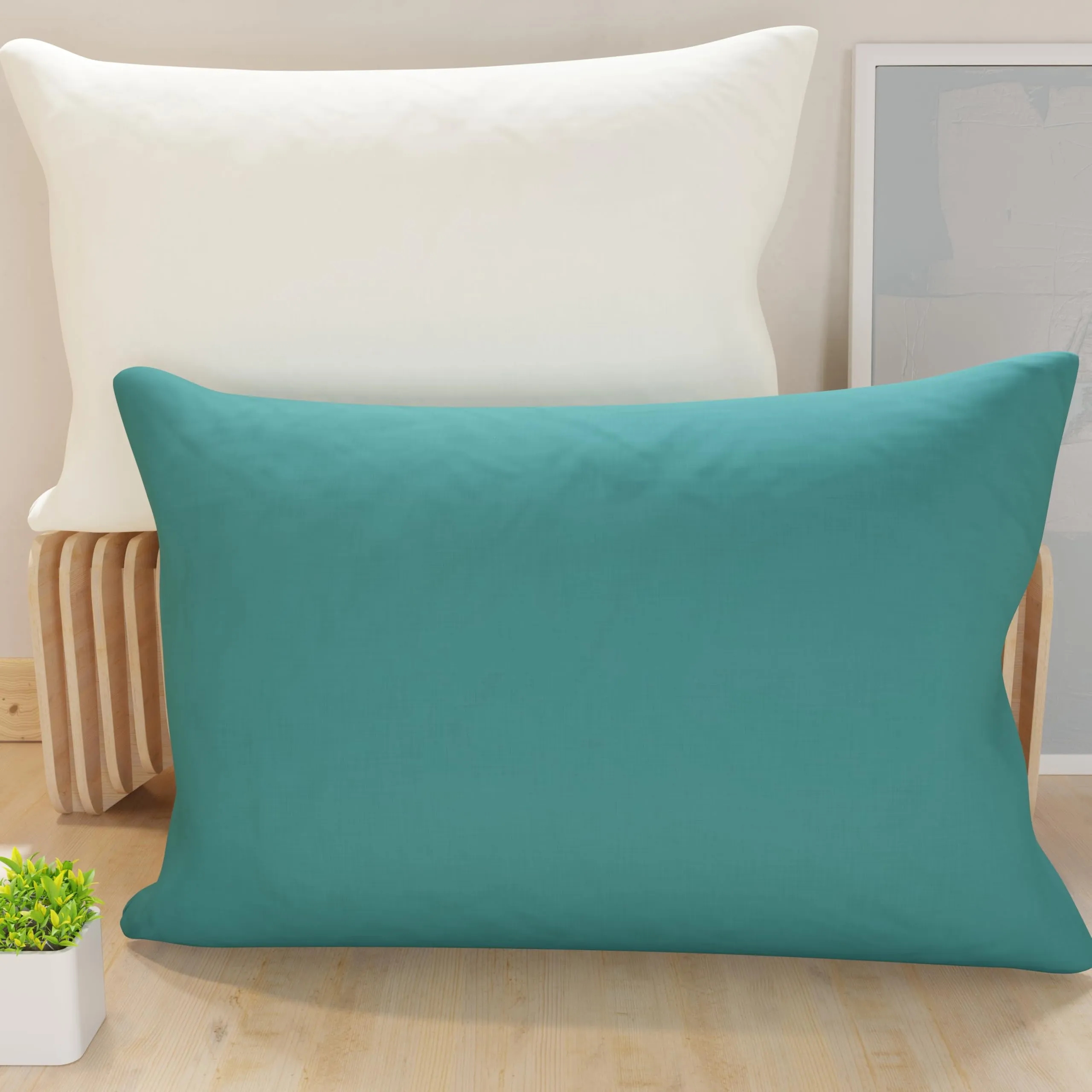 PETTI Artigiani Italiani Coppia di Federe Cuscino 70x50 cm in Microfibra Double Face Tiffany Bianco, Set di 2 - immagine 1