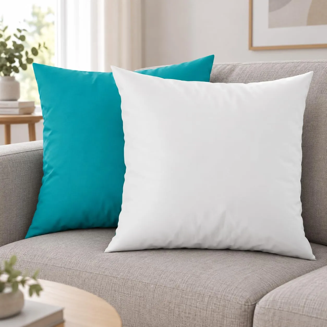 PETTI Artigiani Italiani Federe Cuscino 60x60 cm in Microfibra, Set 2 Fodere Double Face Tiffany Bianco - immagine 2