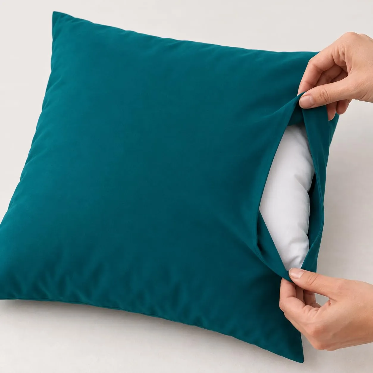 PETTI Artigiani Italiani Coppia di Federe Cuscino 65x65 cm in Microfibra Double Face, Tiffany Ottanio, Set 2 - immagine 6