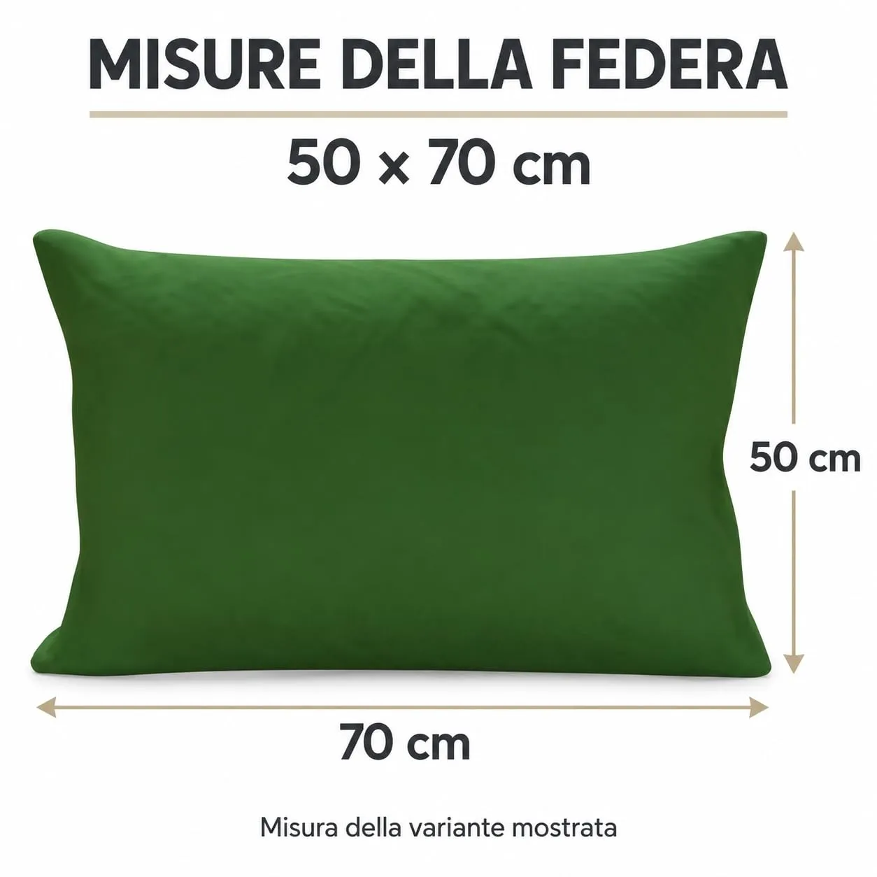 PETTI Artigiani Italiani Coppia di Federe Cuscino 70x50 cm in Microfibra, Verde Oliva, Set di 2 - immagine 4