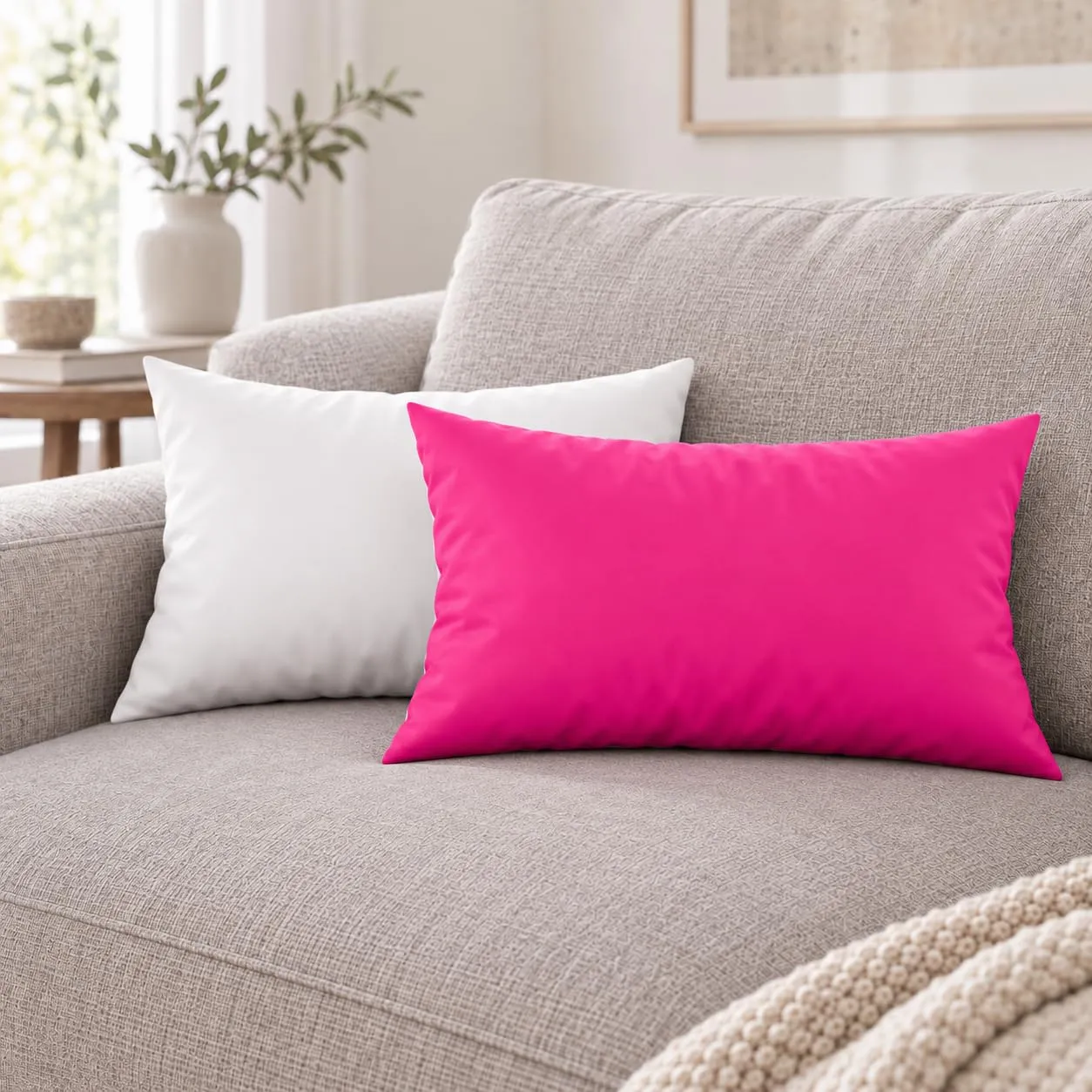 PETTI Artigiani Italiani Coppia di Federe Cuscino 50x30 cm in Microfibra Double Face, Fucsia Bianco, Set di 2 - immagine 2