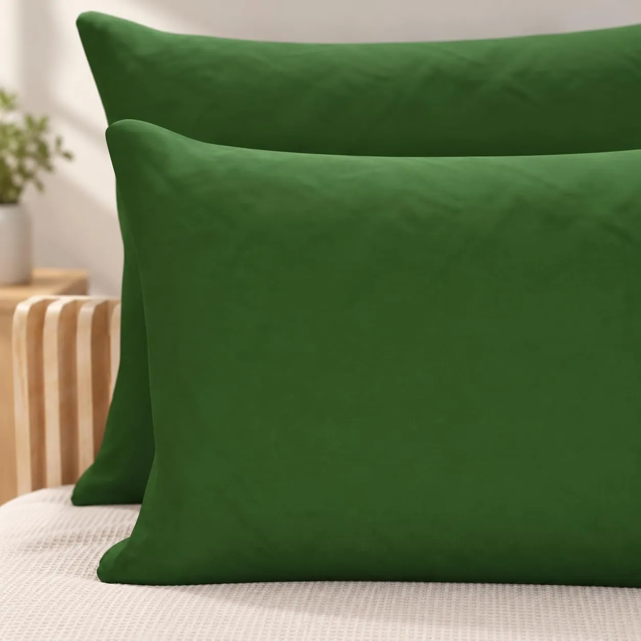 PETTI Artigiani Italiani Federe Cuscino 70x40 cm in Microfibra, Set 2, Verde Oliva - immagine 3