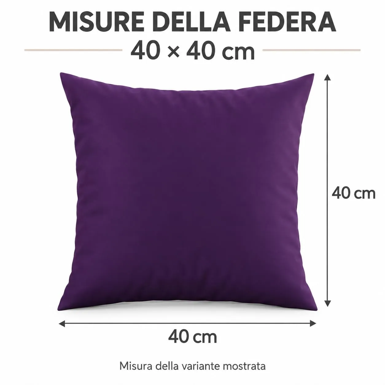 PETTI Artigiani Italiani Coppia di Federe Cuscino 40x40 cm in Microfibra Double Face Viola Panna, Set di 2 - immagine 4