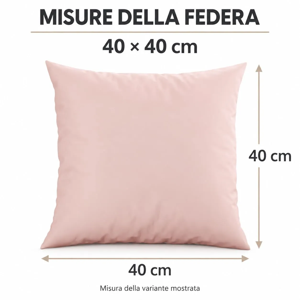 PETTI Artigiani Italiani Federe Cuscino 40x40 cm in Microfibra Double Face, Set 2, Bianco Cipria Chiaro - immagine 4