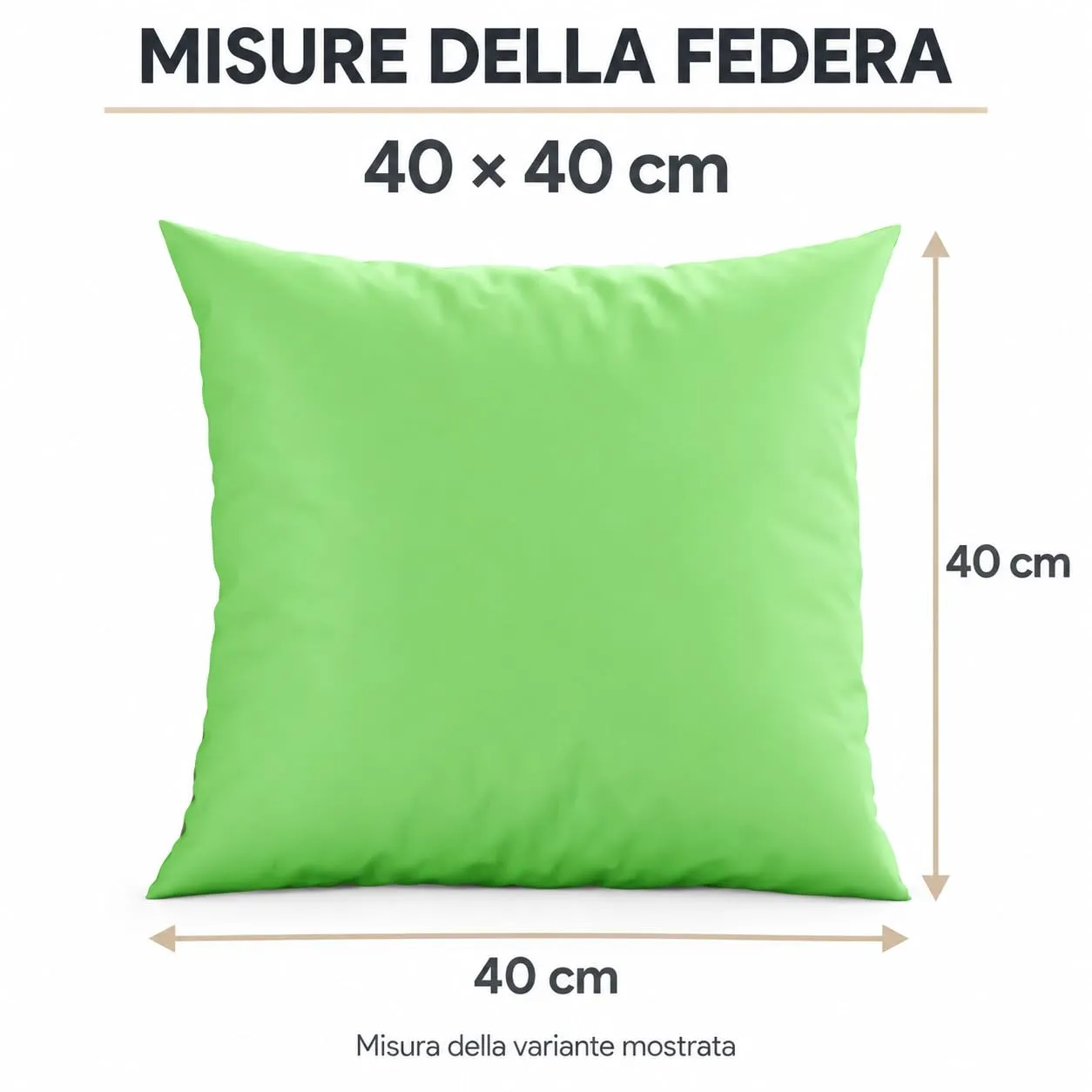 PETTI Artigiani Italiani - Coppia di Federe Cuscino 40x40 cm in Microfibra, Double Face Verde Mela Panna, Set di 2 - immagine 4