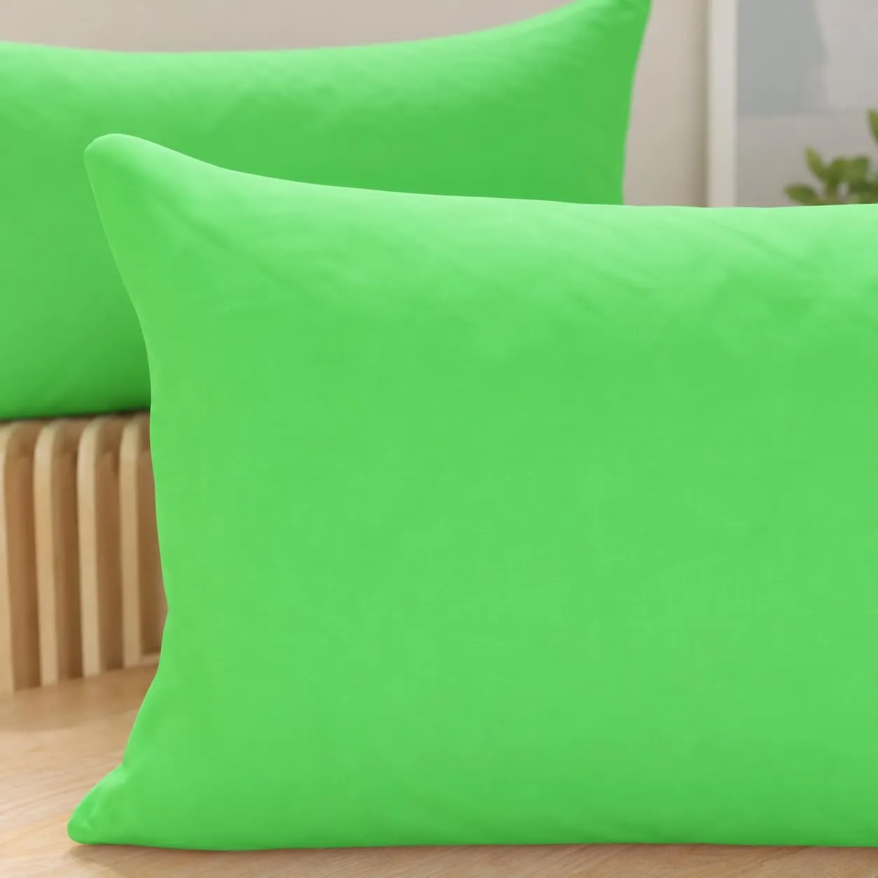 PETTI Artigiani Italiani Coppia di Federe Cuscino 80x40 cm in Microfibra, Verde Mela, Set di 2 - immagine 3