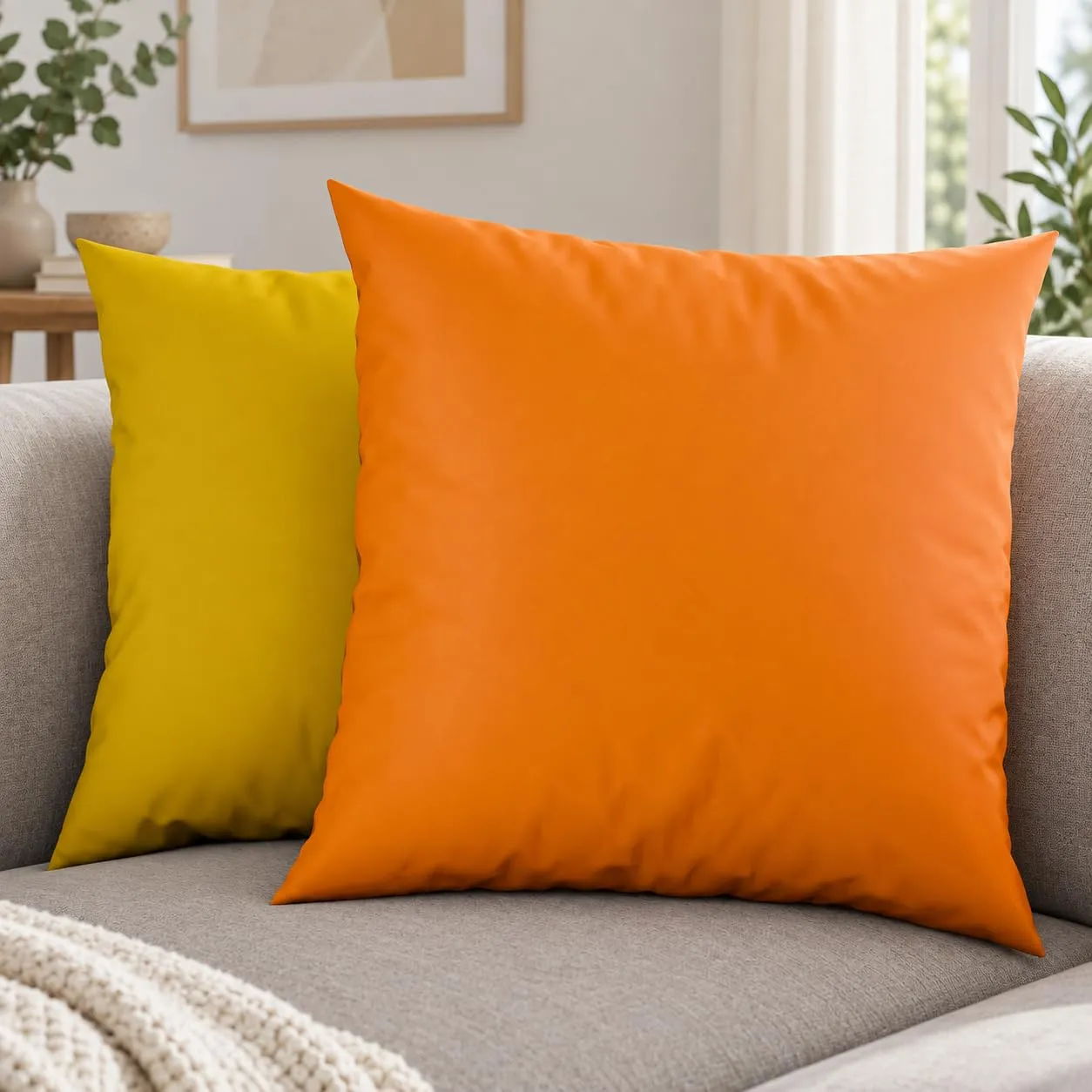 PETTI Artigiani Italiani - Set di 2 Federe Cuscino 45x45 cm in Microfibra, Double Face Arancione Giallo - immagine 2