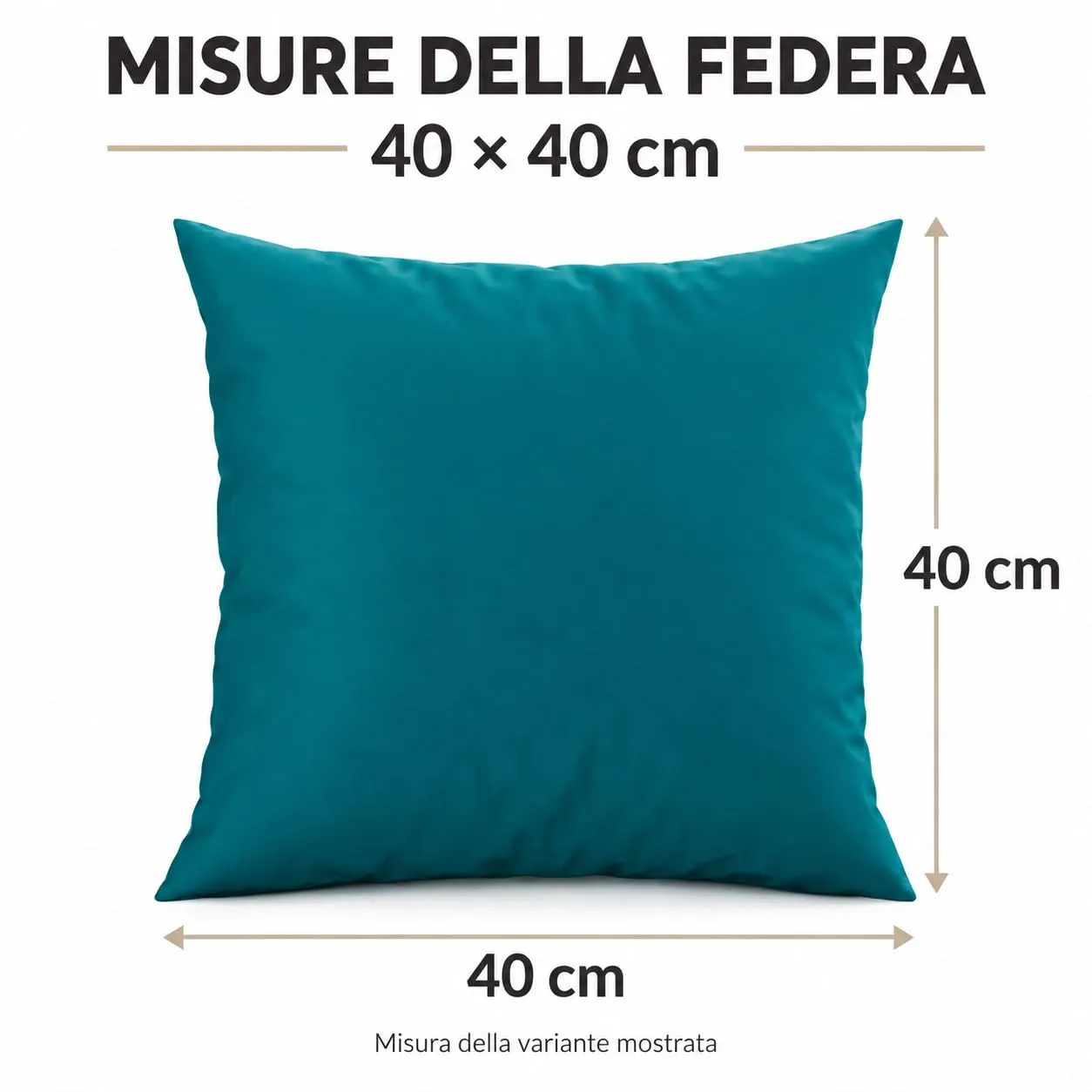 PETTI Artigiani Italiani Coppia di Federe Cuscino 40x40 cm in Microfibra Double Face, Tiffany Ottanio, Set di 2 - immagine 4
