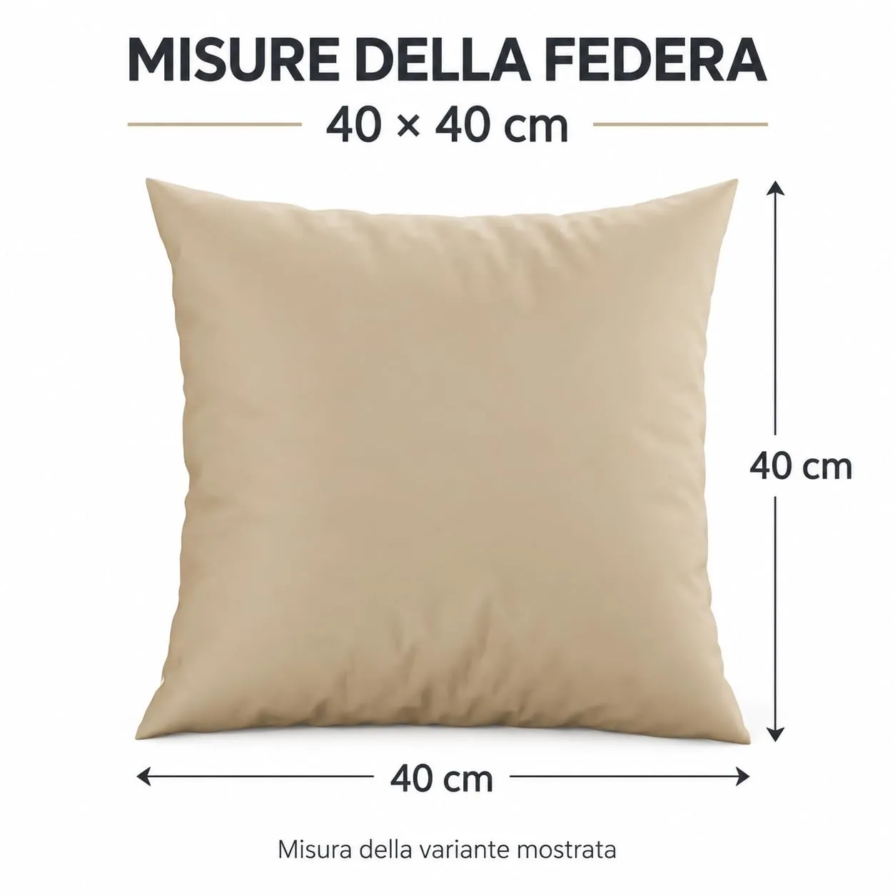 PETTI Artigiani Italiani Federe Cuscino 40x40 cm in Microfibra Double Face, Set di 2, Panna Tortora - immagine 4