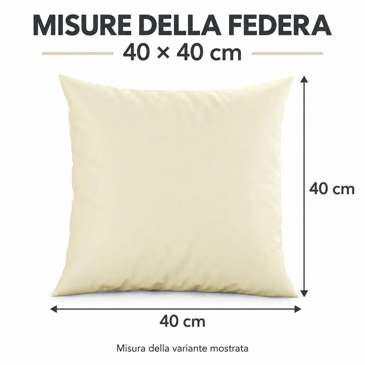 PETTI Artigiani Italiani Coppia di Federe Cuscino 40x40 cm in Microfibra Double Face, Bianco Panna, Set di 2 - immagine 4