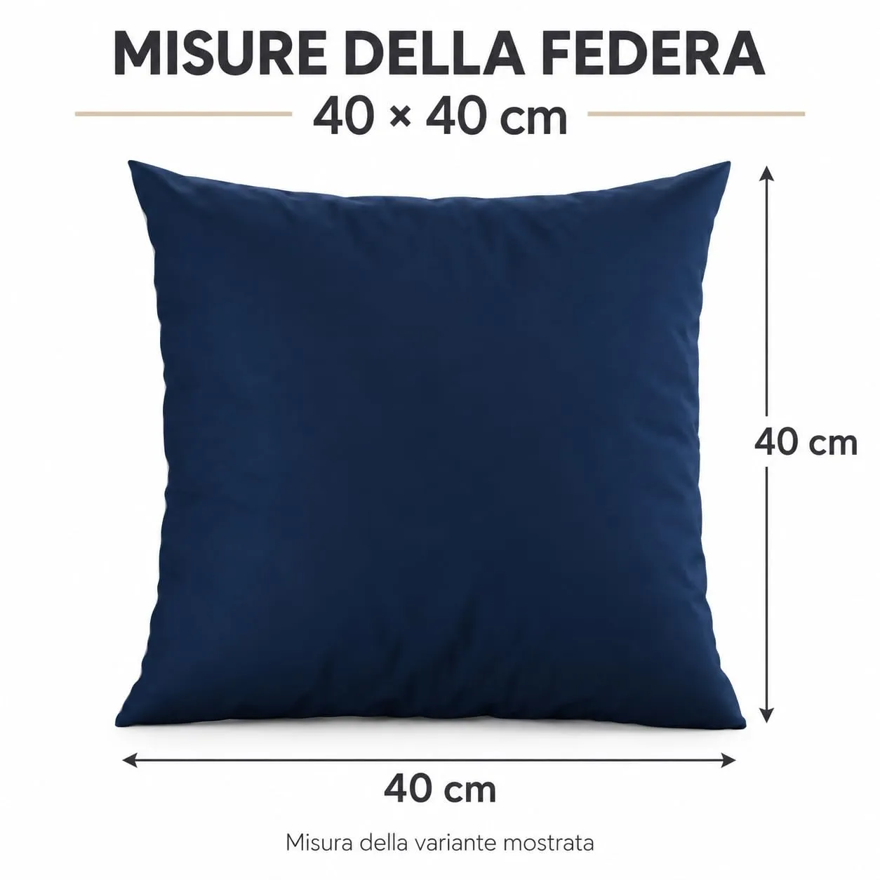 PETTI Artigiani Italiani Coppia di Federe Cuscino 40x40 cm in Microfibra Double Face Bianco Blu Notte, Set di 2 - immagine 4