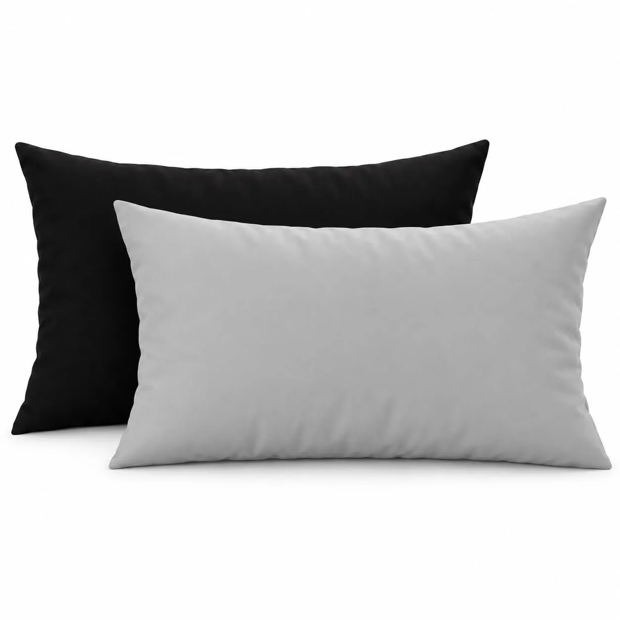 PETTI Artigiani Italiani Coppia di Federe Cuscino 50x30 cm in Microfibra Double Face, Nero Grigio Chiaro, Set di 2 - immagine 1