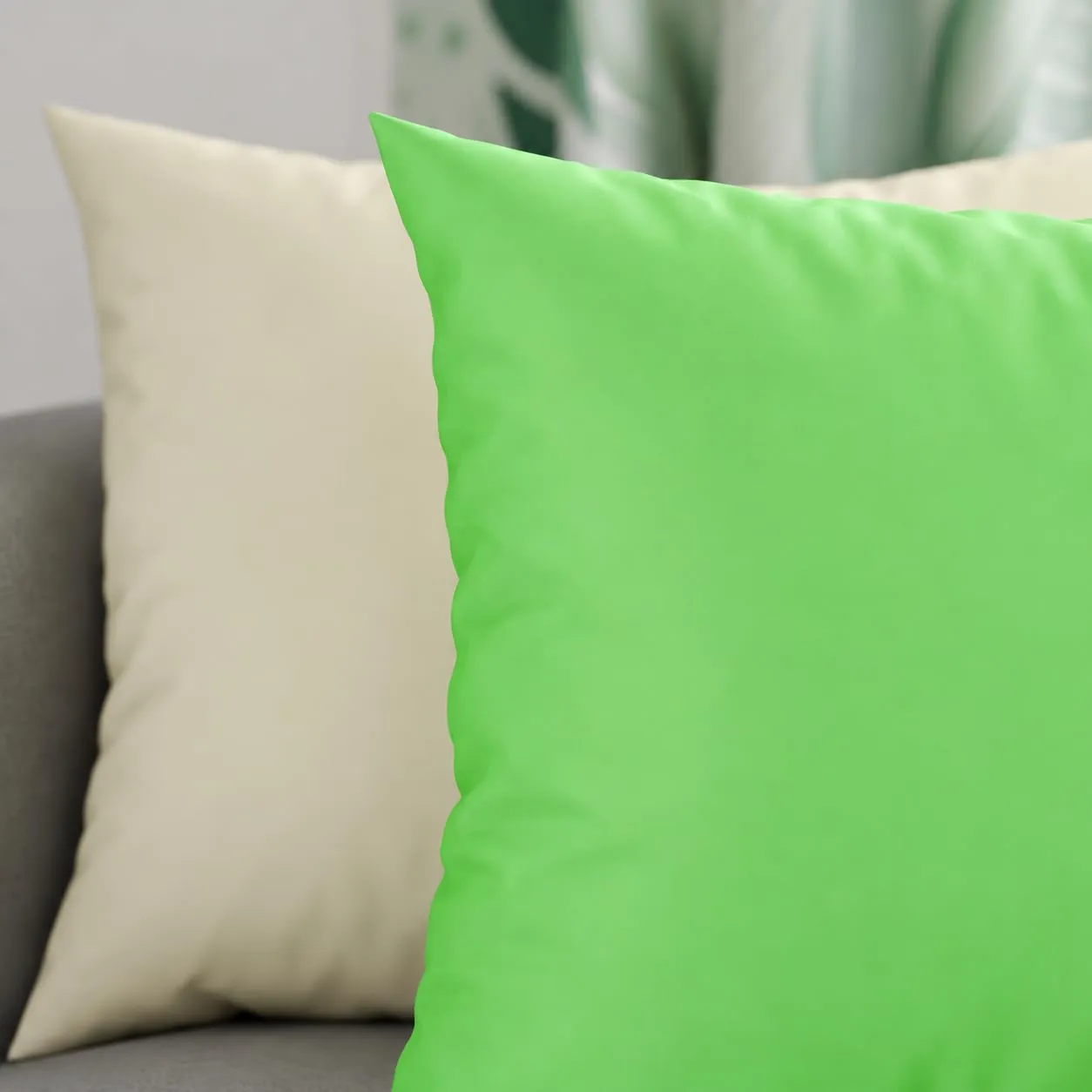 PETTI Artigiani Italiani Coppia di Federe Cuscino 65x65 cm in Microfibra Double Face, Verde Mela Panna, Set di 2 - immagine 3