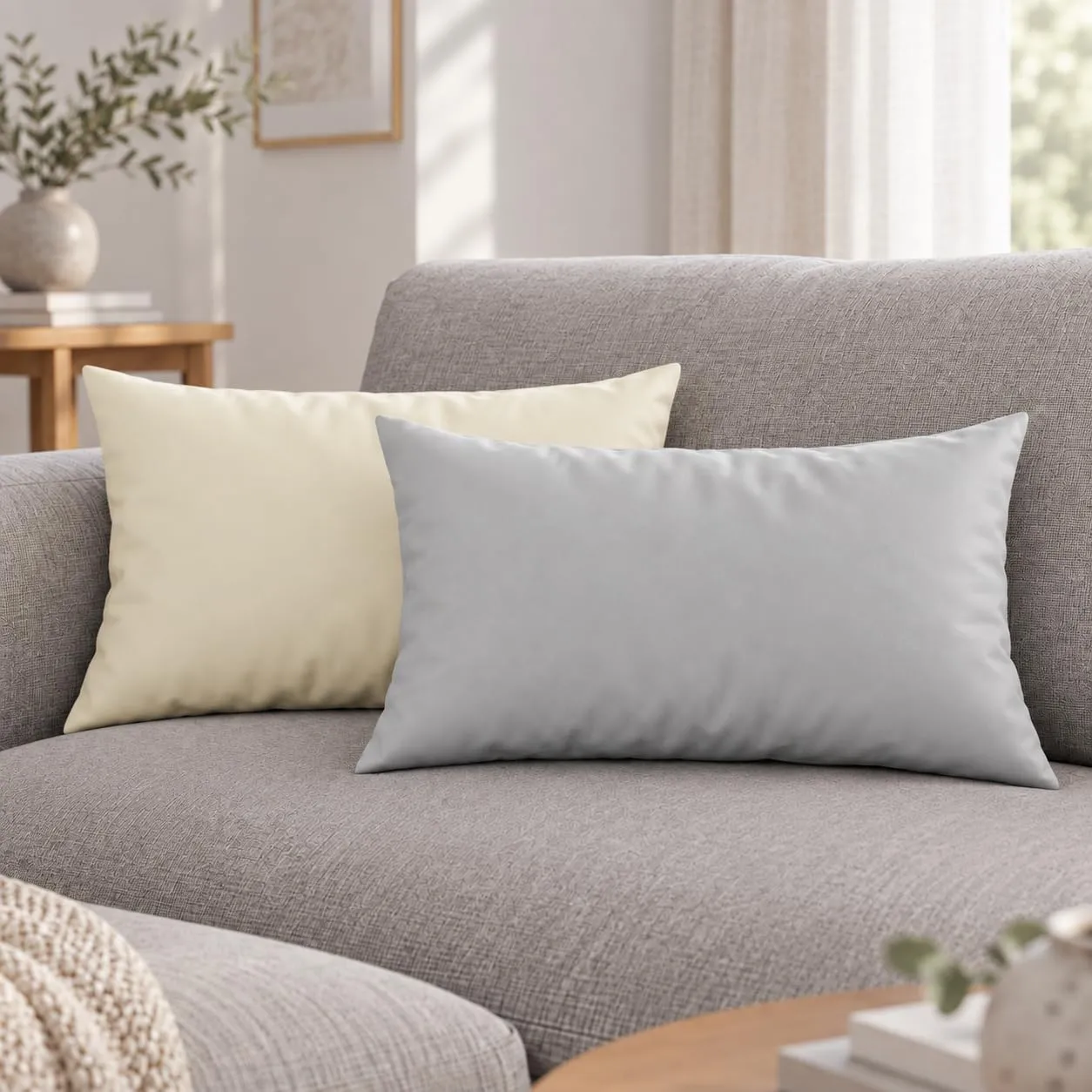 PETTI Artigiani Italiani Coppia di Federe Cuscino 50x30 cm in Microfibra Double Face, Panna Grigio Chiaro, Set di 2 - immagine 2
