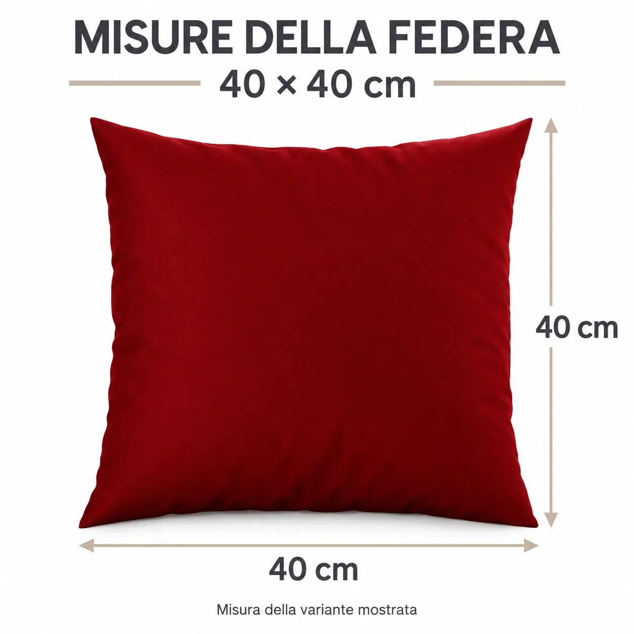 PETTI Artigiani Italiani Coppia di Federe Cuscino 40x40 cm in Microfibra Double Face, Bordeaux Tortora, Set di 2 - immagine 4
