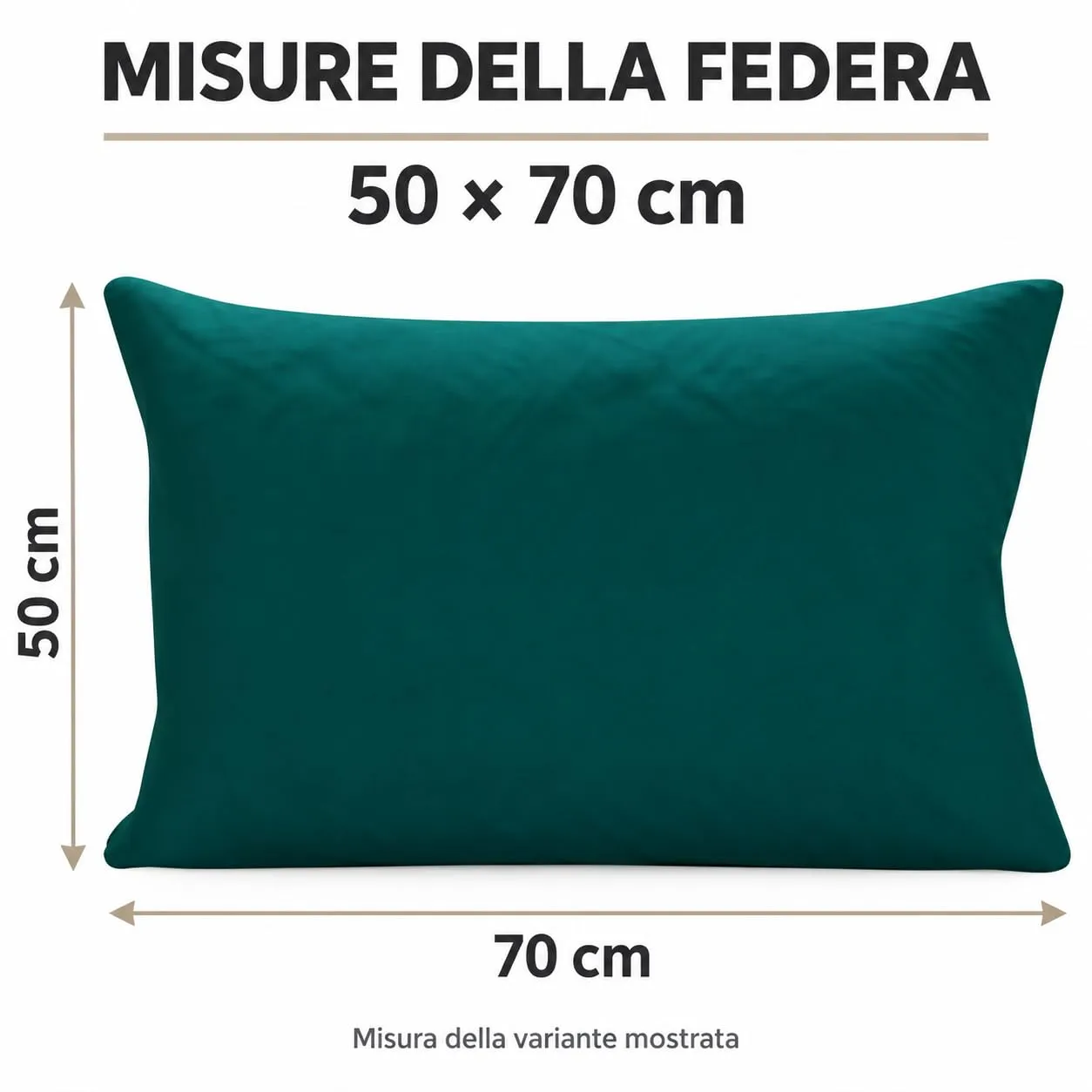 PETTI Artigiani Italiani - Coppia di Federe Cuscino 70x50 cm in Microfibra, Tinta Unita Ottanio, Set 2 - immagine 4