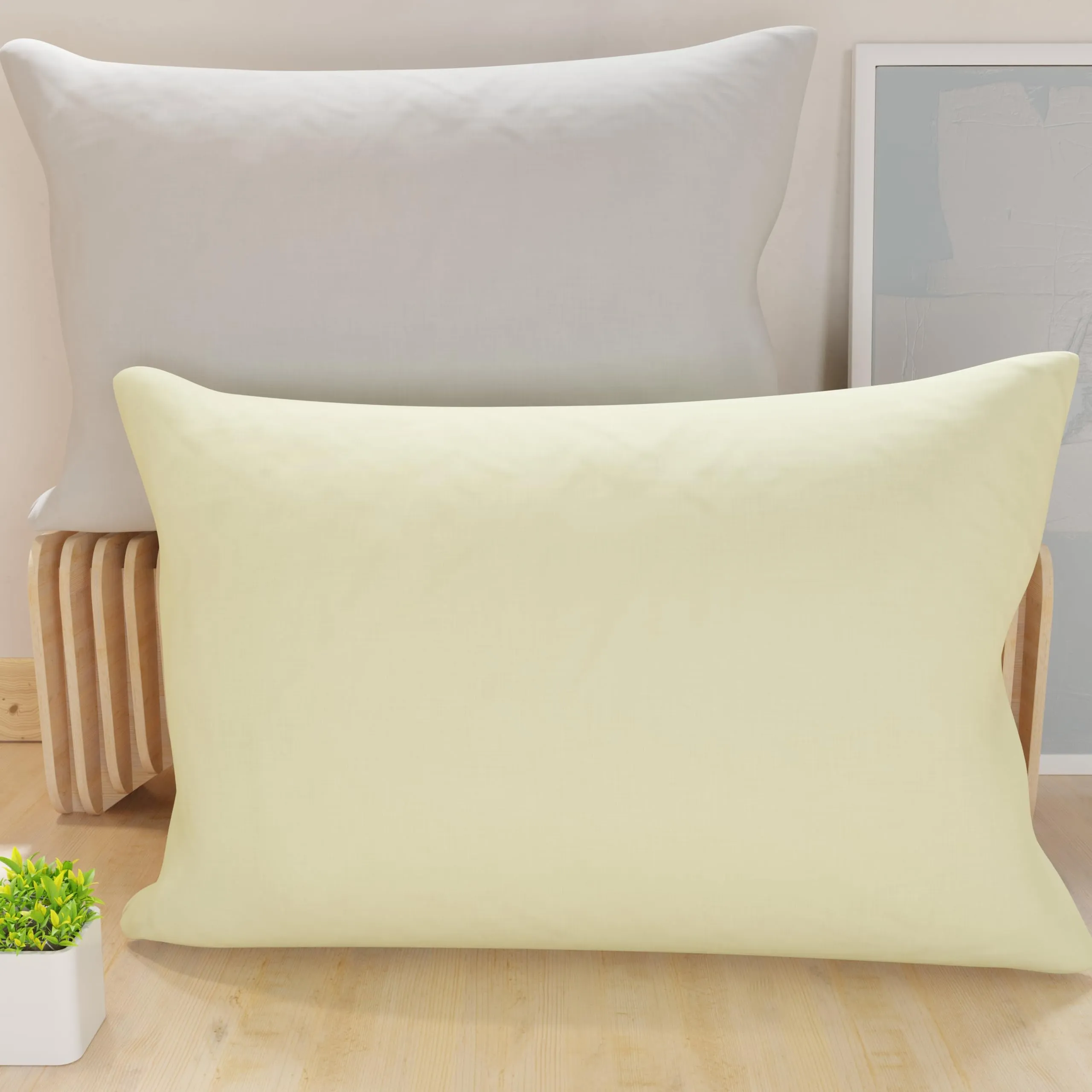 PETTI Artigiani Italiani Federe Cuscino 70x50 cm in Microfibra, Set 2 Fodere Double Face Panna Grigio Chiaro - immagine 1