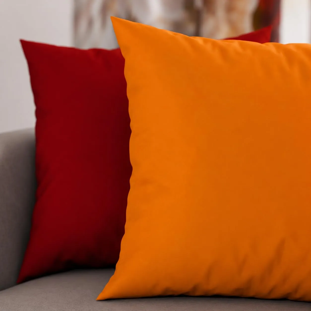 PETTI Artigiani Italiani - Coppia di Federe Cuscino 45x45 cm in Microfibra Double Face, Arancione Rosso, Set di 2 - immagine 3