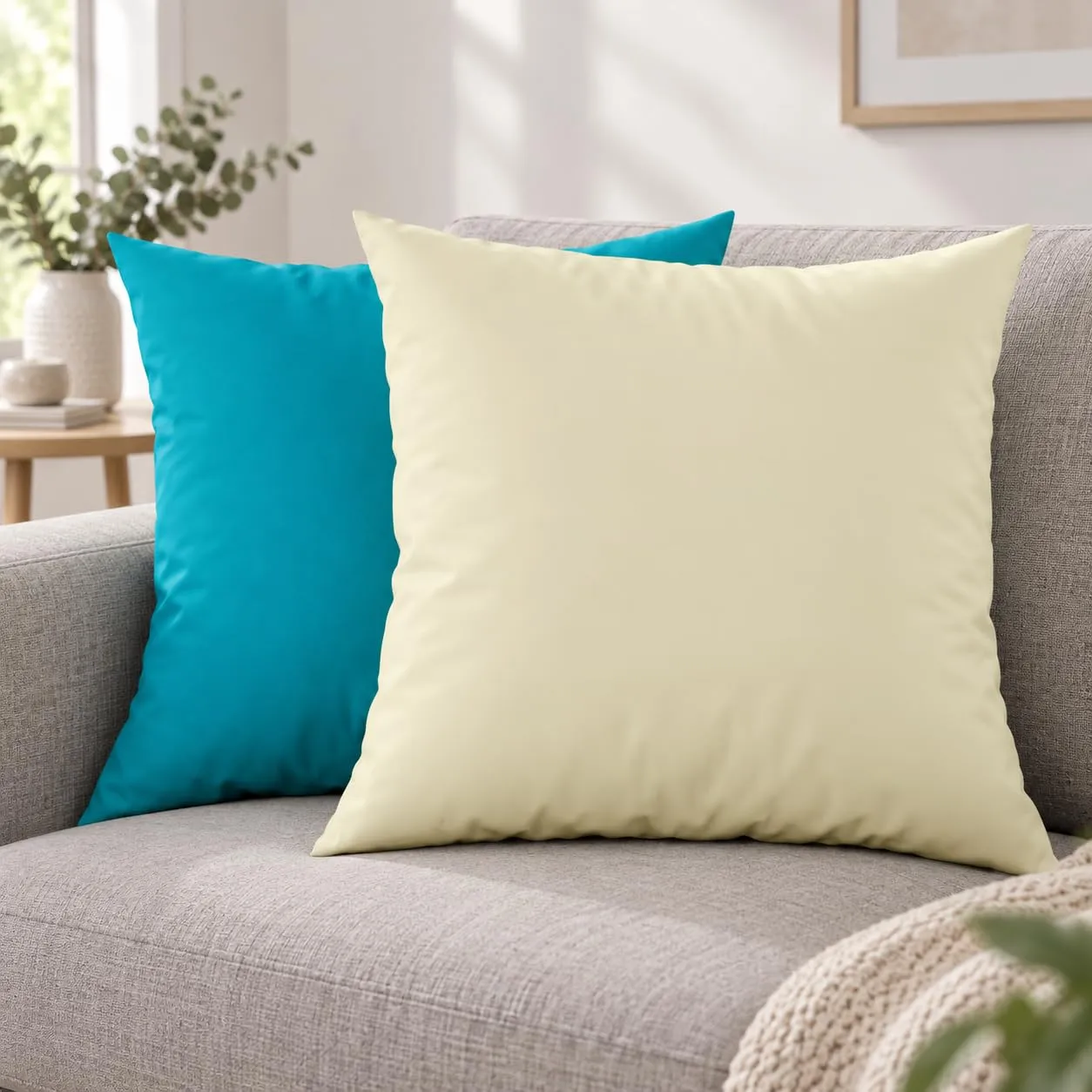 PETTI Artigiani Italiani Federe Cuscino 45x45 cm in Microfibra Double Face, Set di 2, Tiffany Panna - immagine 2