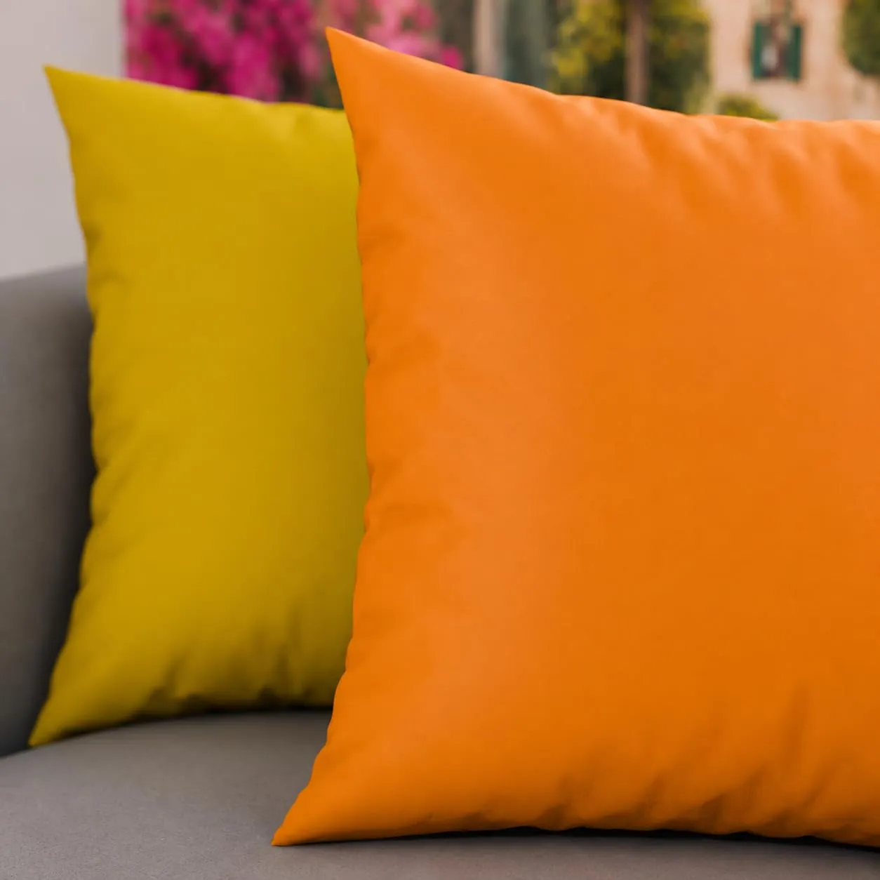PETTI Artigiani Italiani - Set 2 Federe Cuscino 65x65 cm in Microfibra Double Face Arancione Giallo - immagine 3