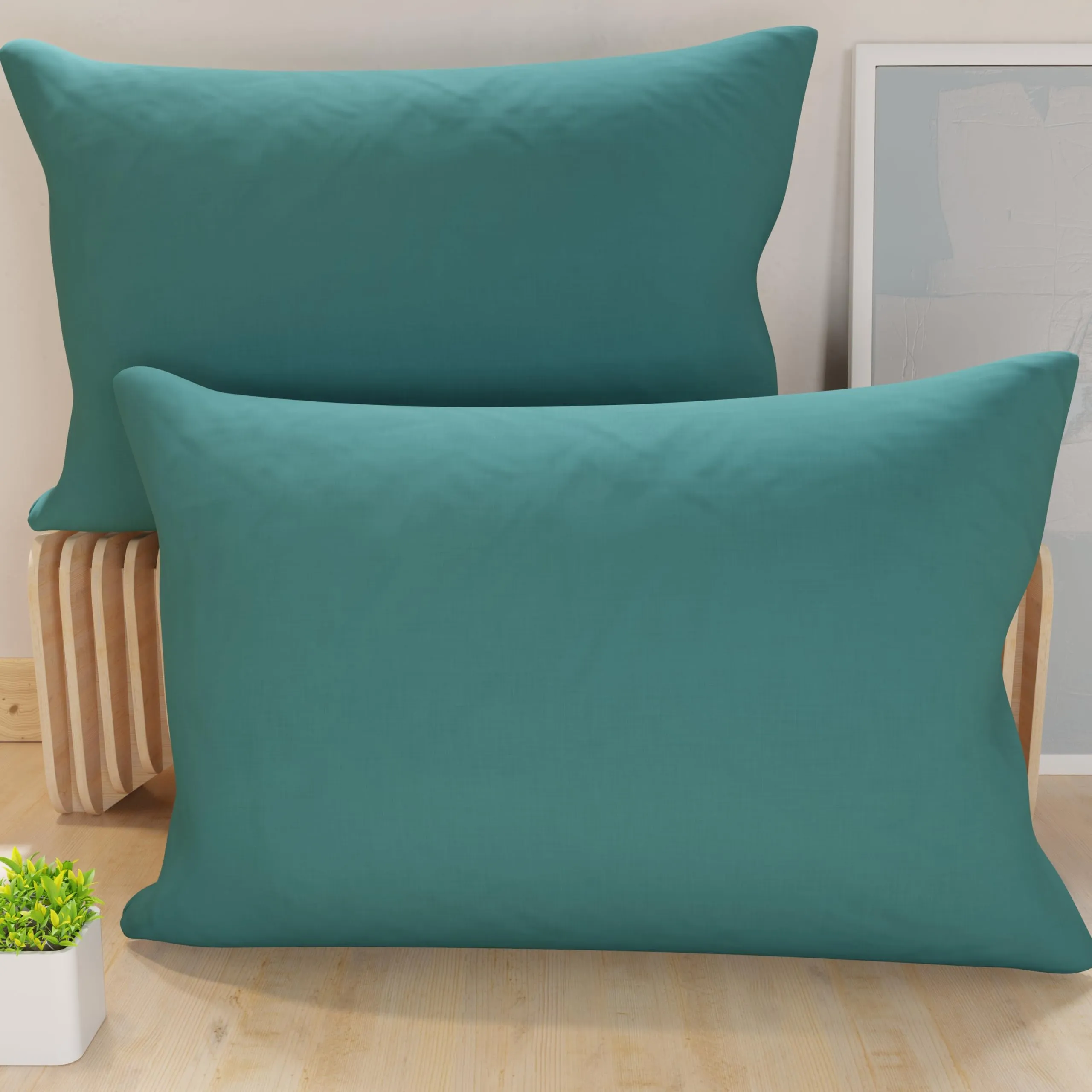 PETTI Artigiani Italiani Coppia di Federe Cuscino 80x40 cm in Microfibra, Tinta Unita Tiffany, Set di 2 - immagine 2