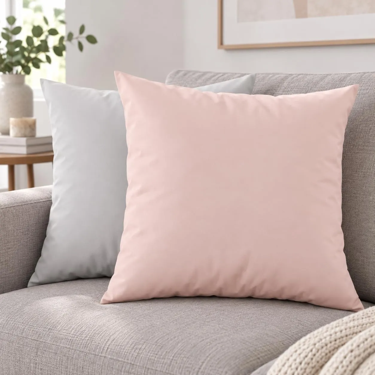 PETTI Artigiani Italiani Coppia di Federe Cuscino 65x65 cm in Microfibra Double Face Cipria Grigio Chiaro, Set 2 - immagine 2
