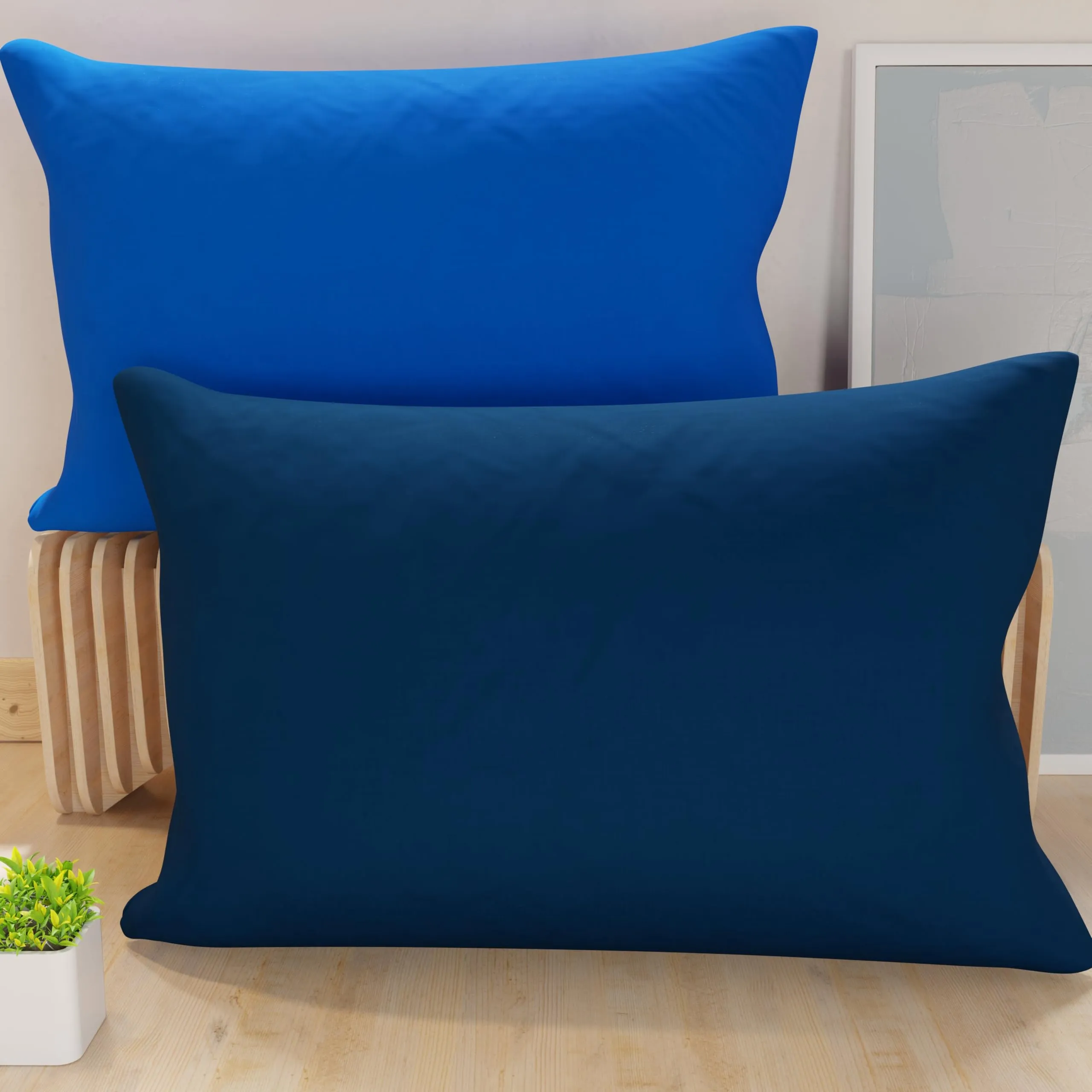 PETTI Artigiani Italiani Coppia di Federe Cuscino 70x50 cm in Microfibra Double Face, Blu Elettrico Notte, Set di 2 - immagine 1