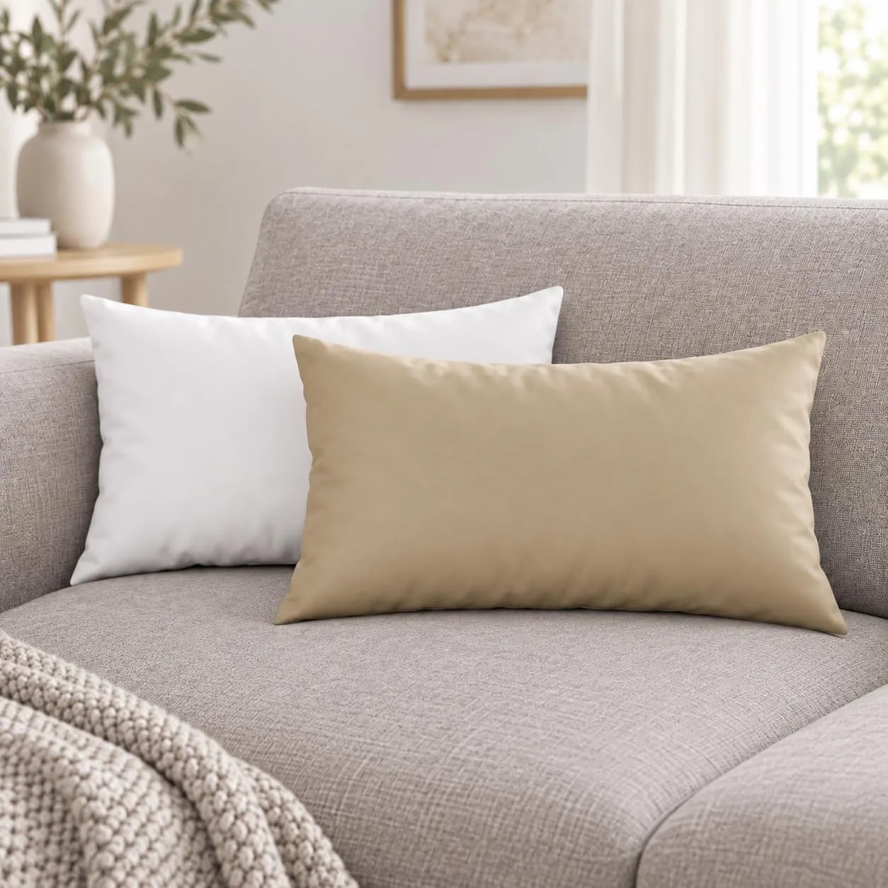 PETTI Artigiani Italiani Federe Cuscino 50x30 cm in Microfibra Double Face Tortora Bianco, Set di 2 - immagine 2